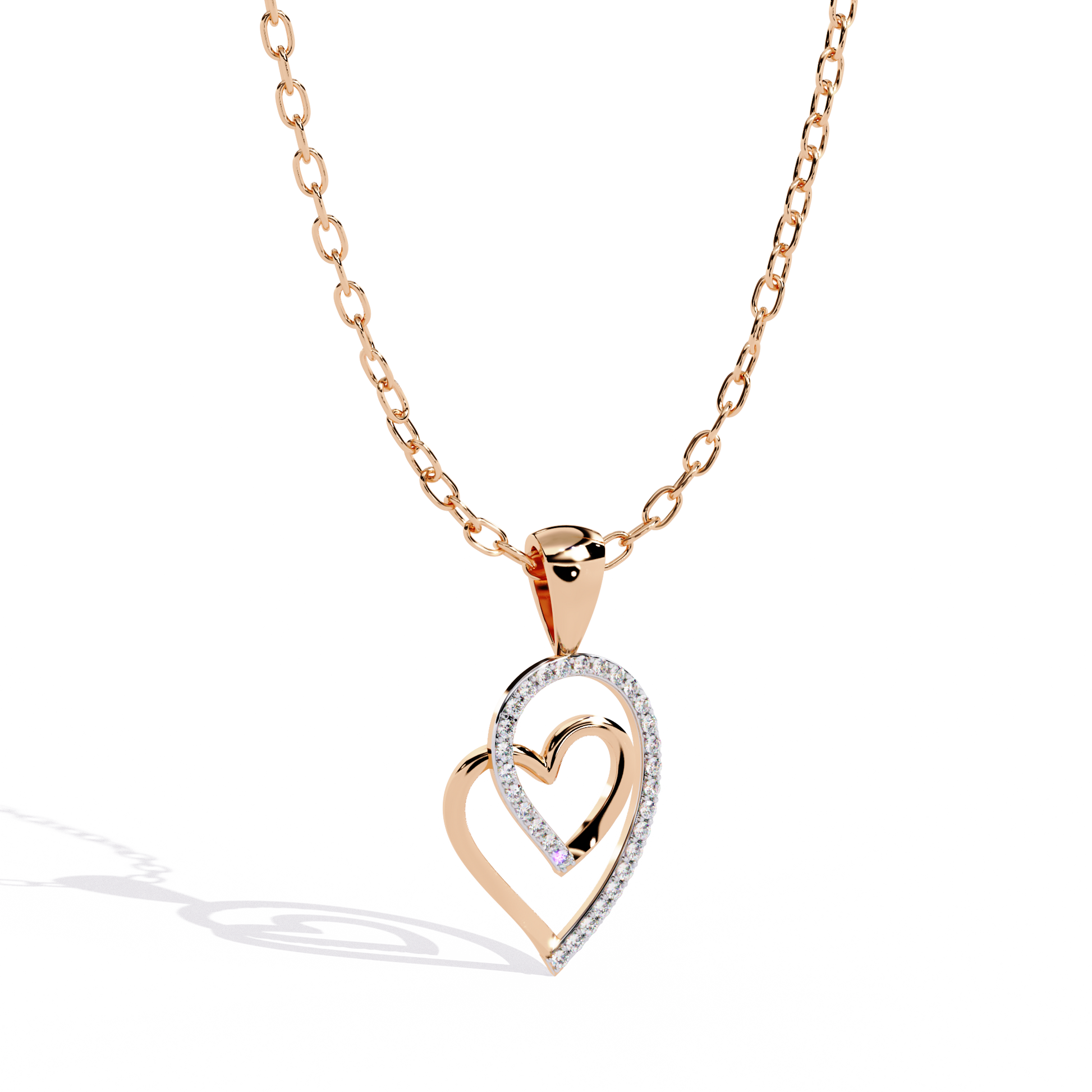 Intertwined Lab Grown Diamonds Heart Pendant – Round Cut Diamonds in Gold