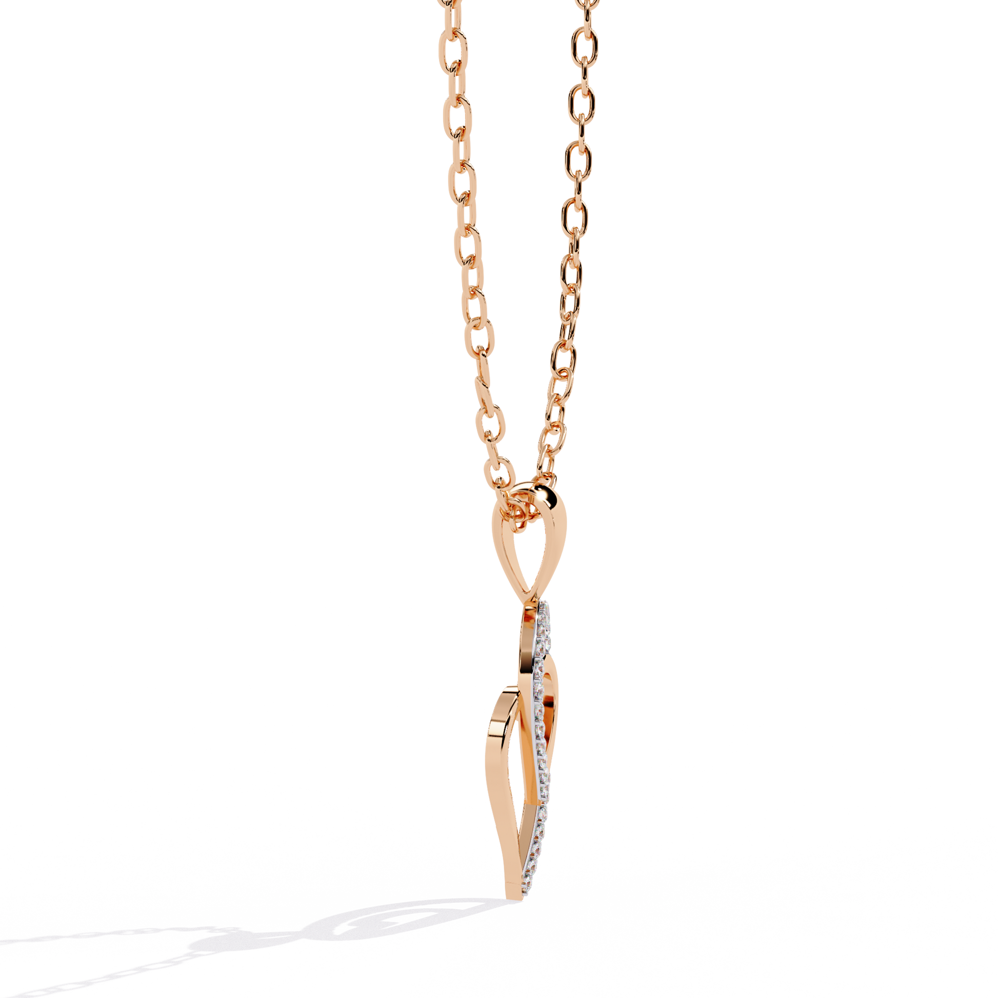 Intertwined Lab Grown Diamonds Heart Pendant – Round Cut Diamonds in Gold