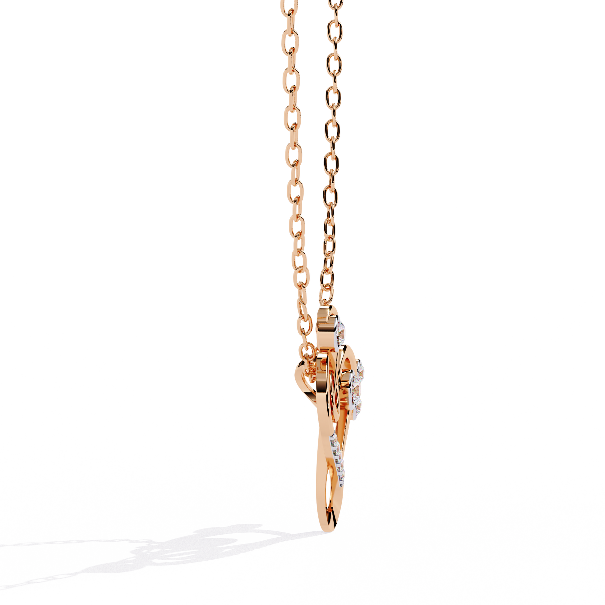 Lab Grown Diamond Treble Clef Heart Pendant in Gold – Round Cut Diamonds