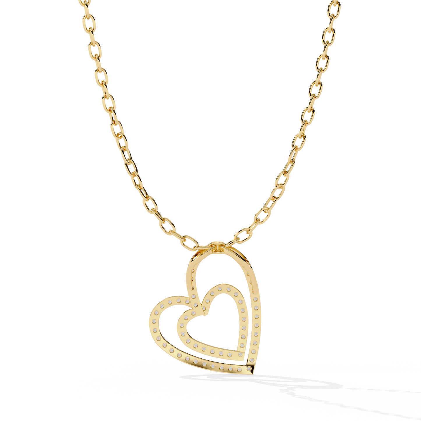 Elegant Open Double Heart Lab Grown Diamond Pendant