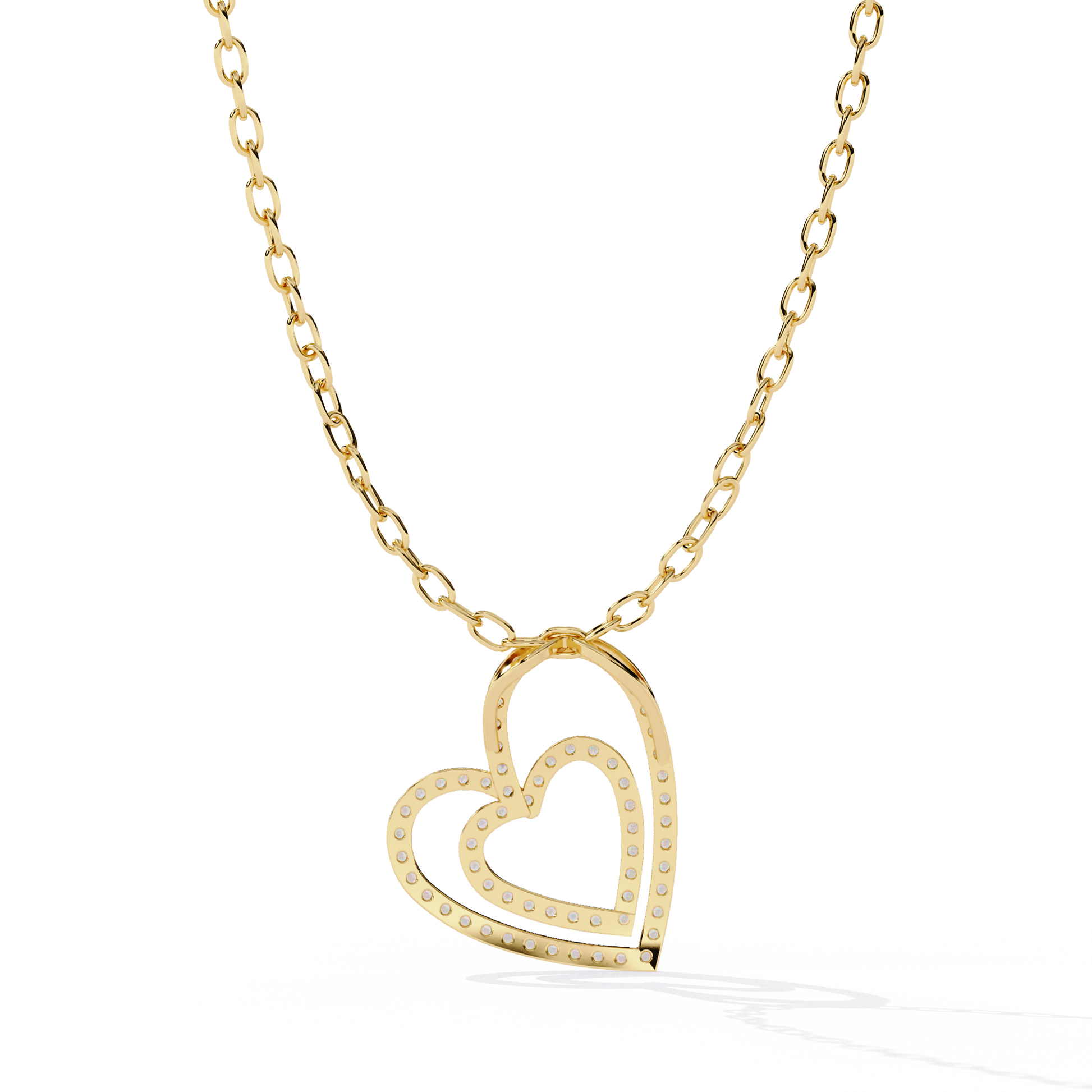 Elegant Open Double Heart Lab Grown Diamond Pendant