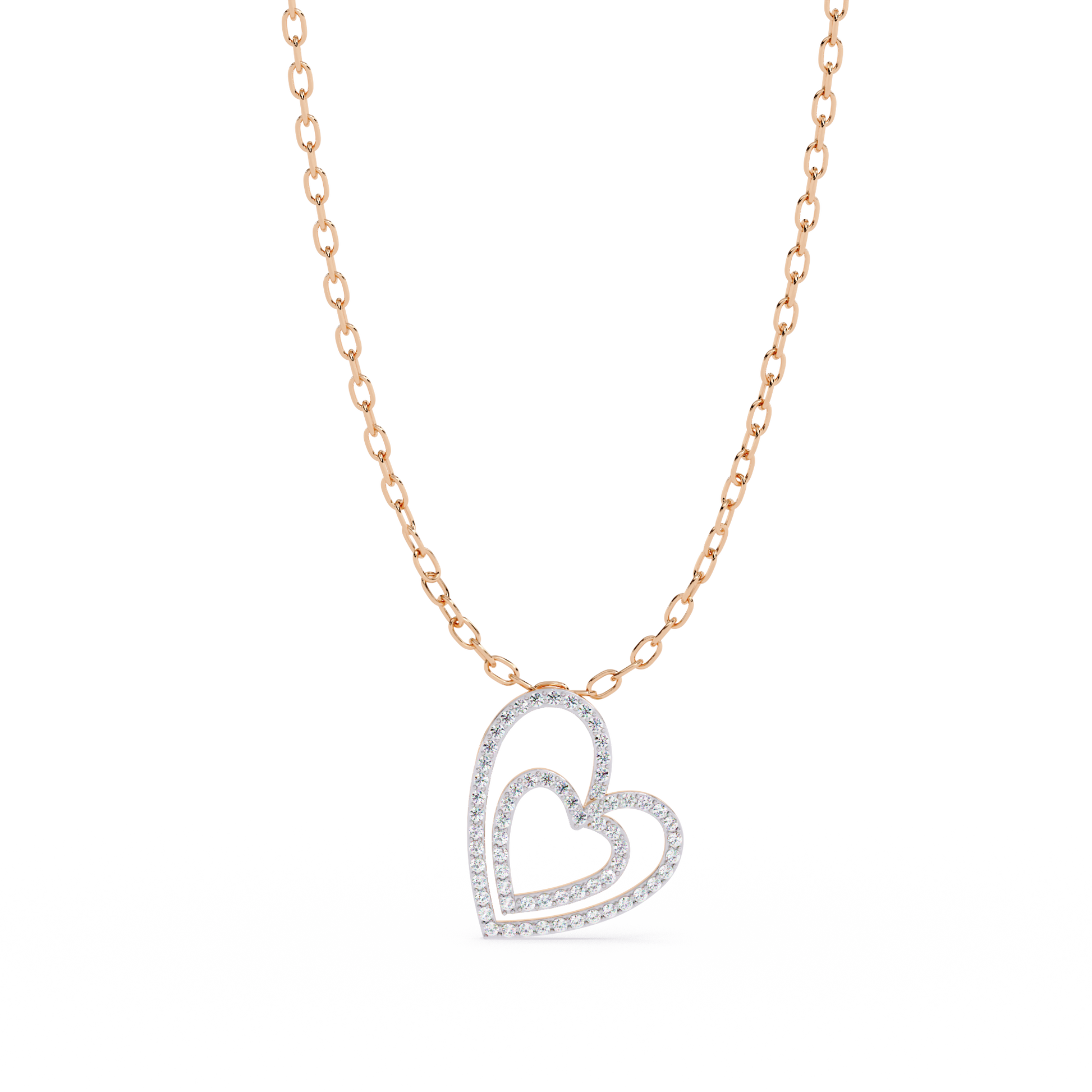Elegant Open Double Heart Lab Grown Diamond Pendant