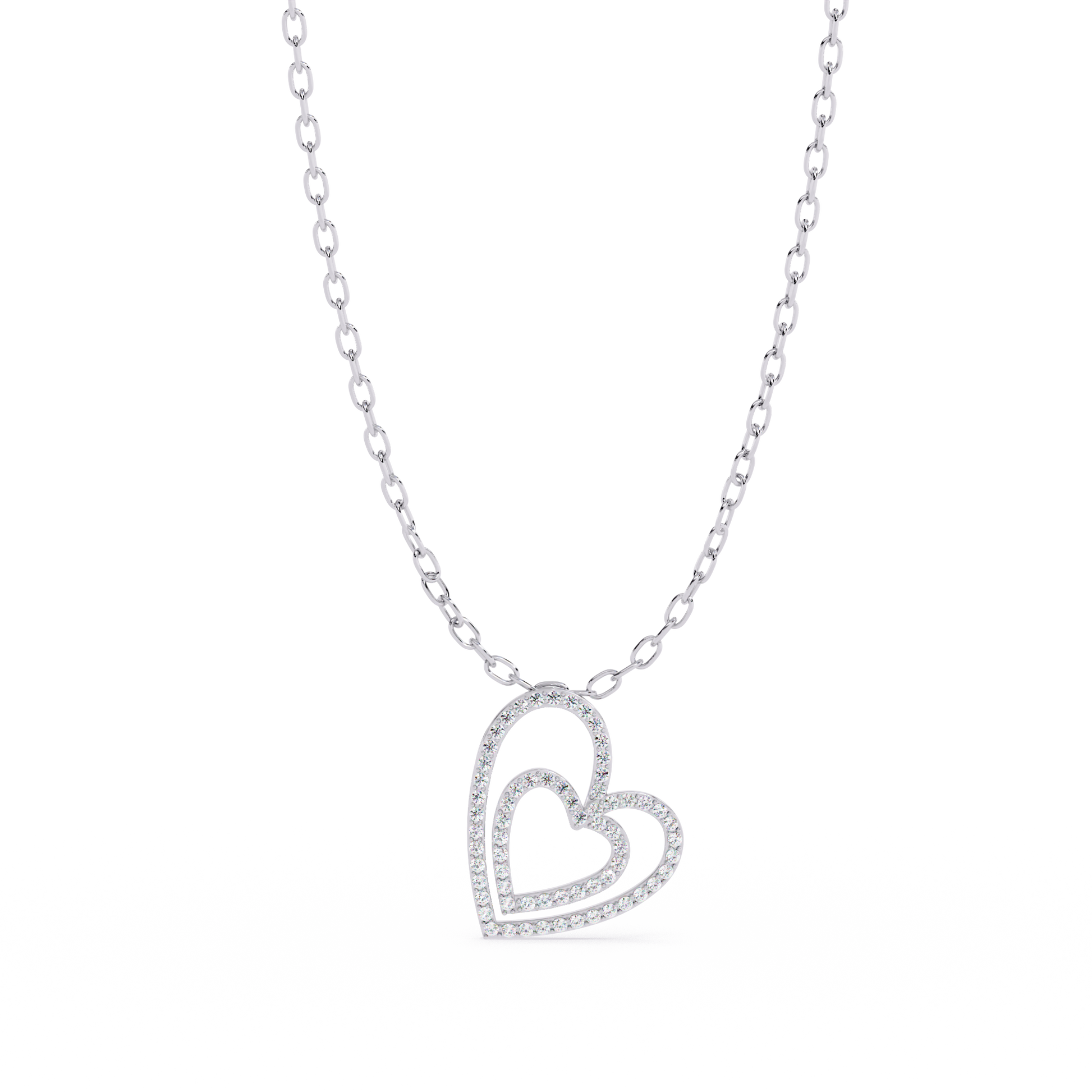 Elegant Open Double Heart Lab Grown Diamond Pendant