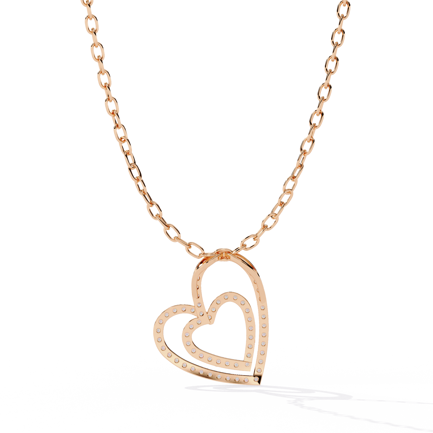 Elegant Open Double Heart Lab Grown Diamond Pendant
