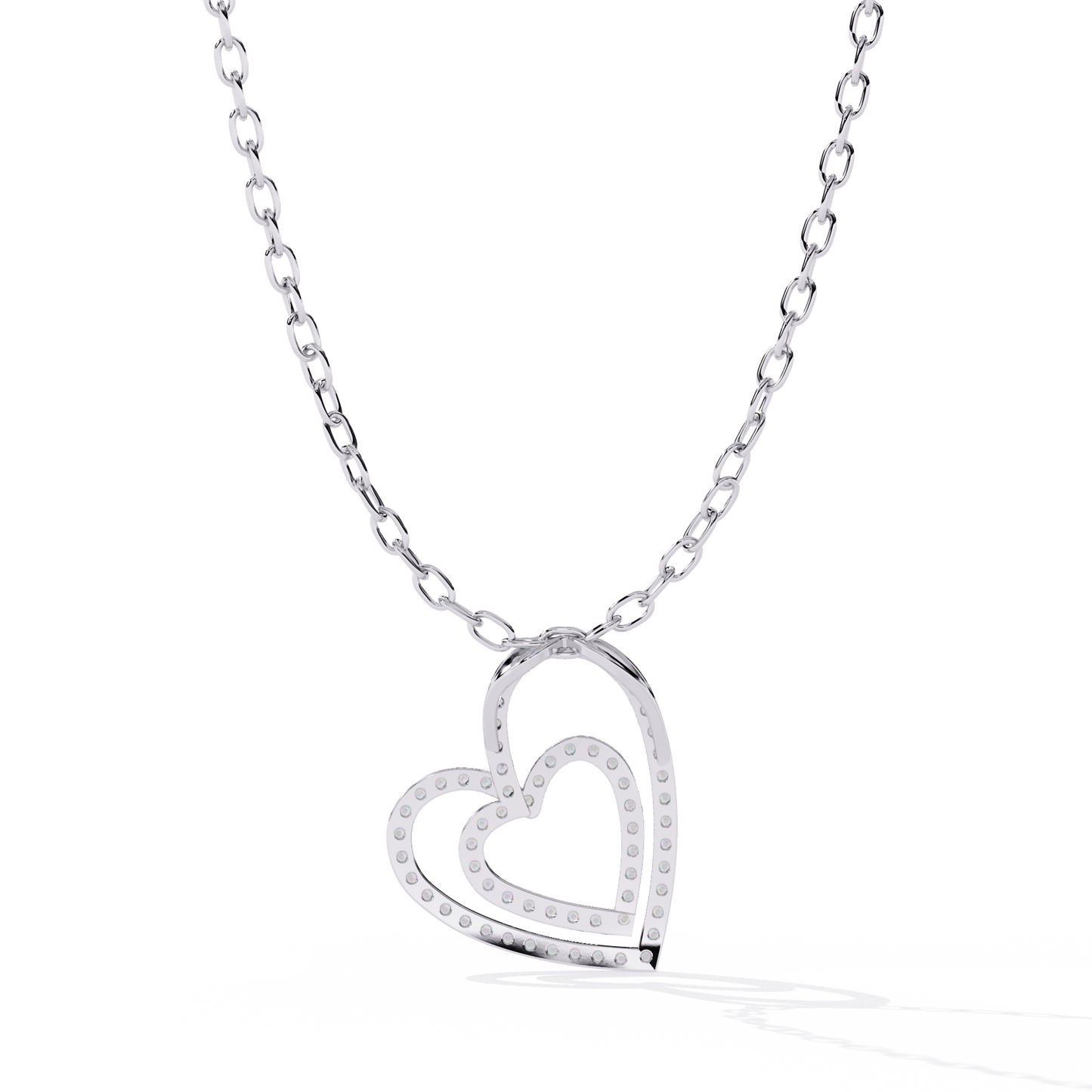 Elegant Open Double Heart Lab Grown Diamond Pendant