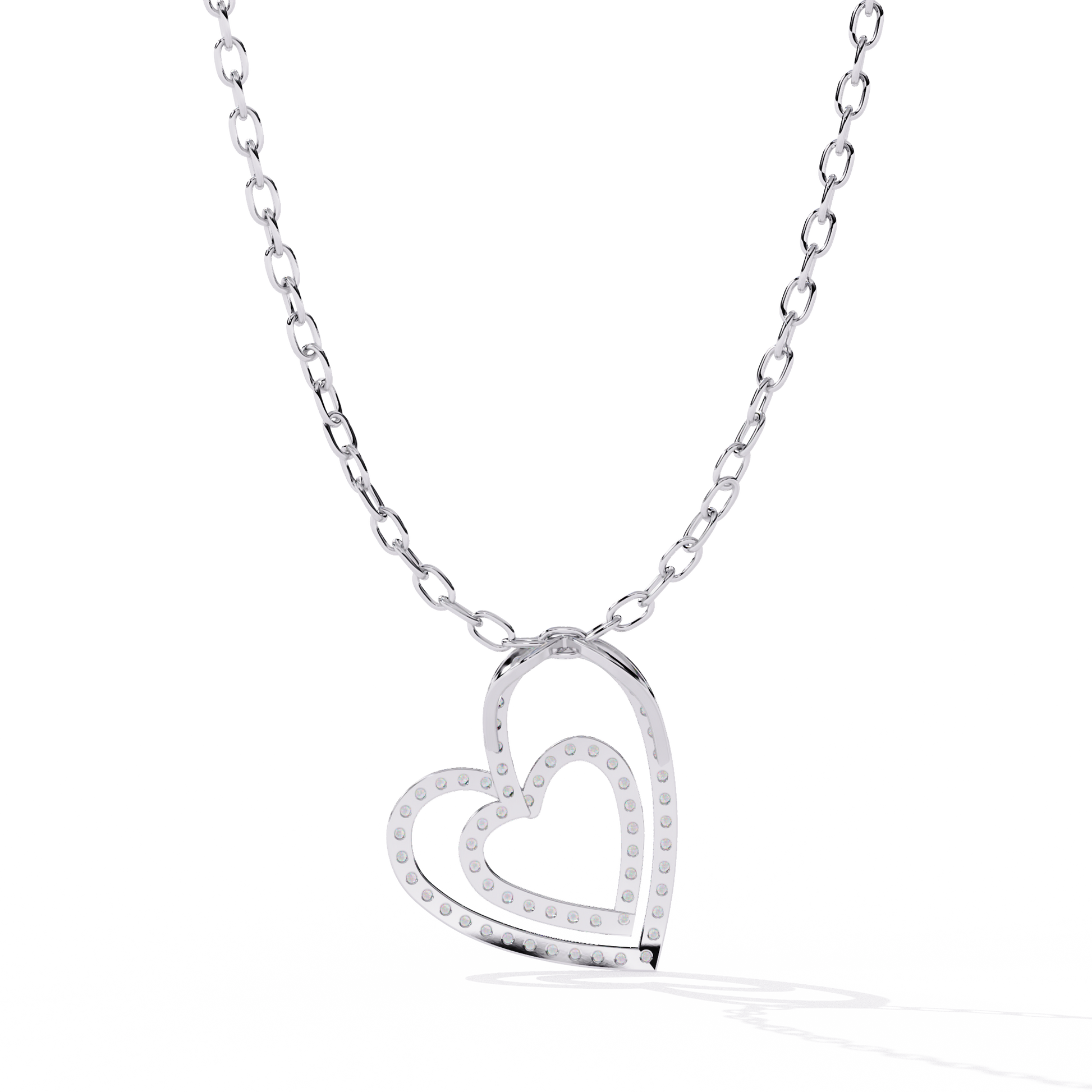 Elegant Open Double Heart Lab Grown Diamond Pendant