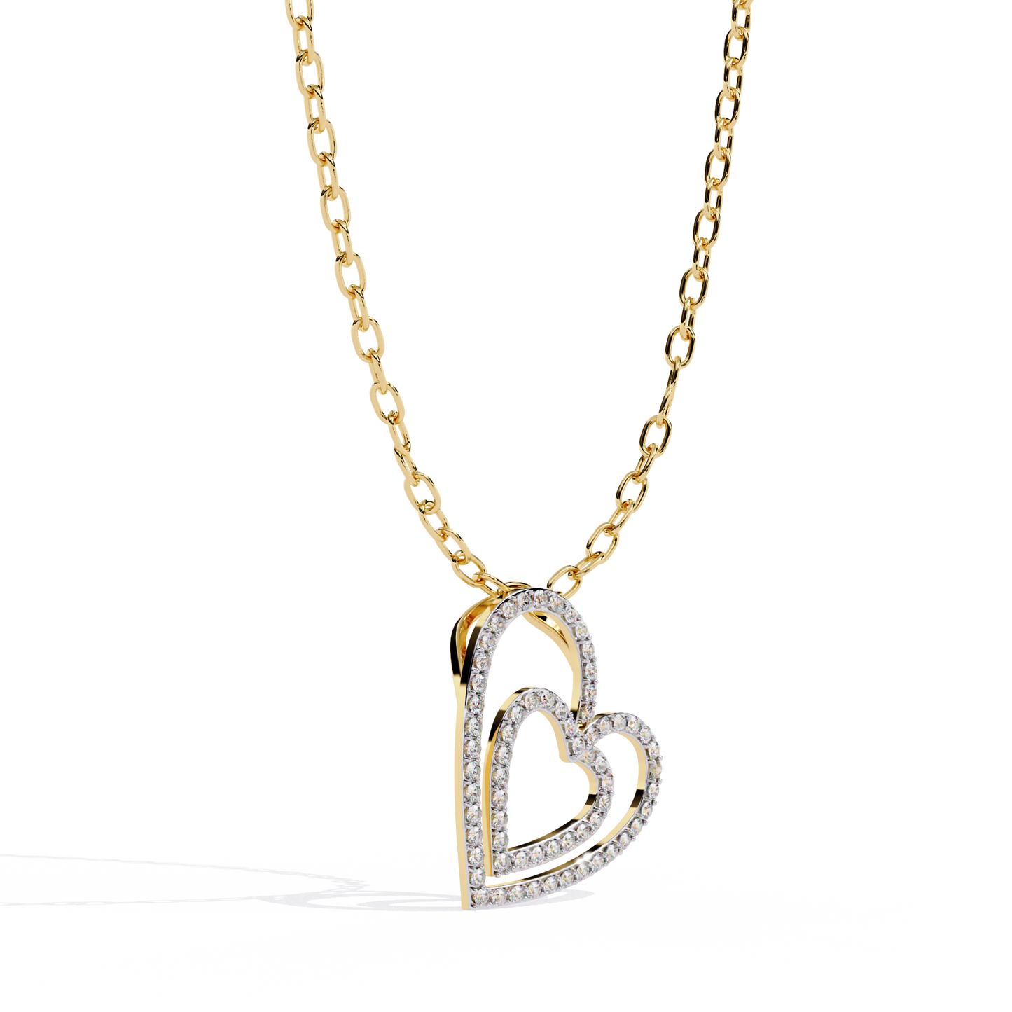 Elegant Open Double Heart Lab Grown Diamond Pendant