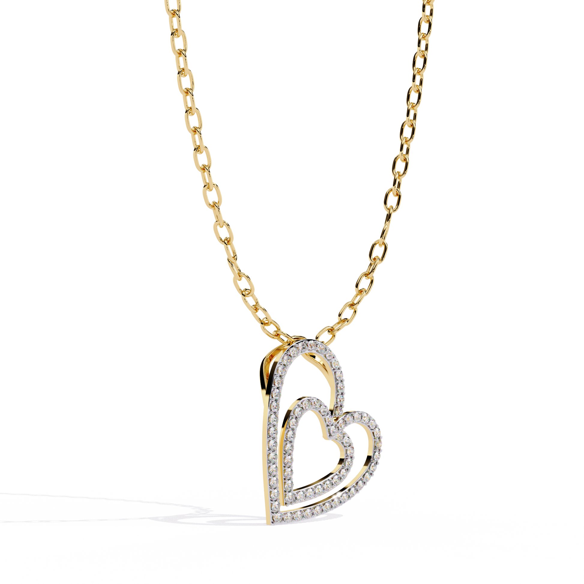 Elegant Open Double Heart Lab Grown Diamond Pendant