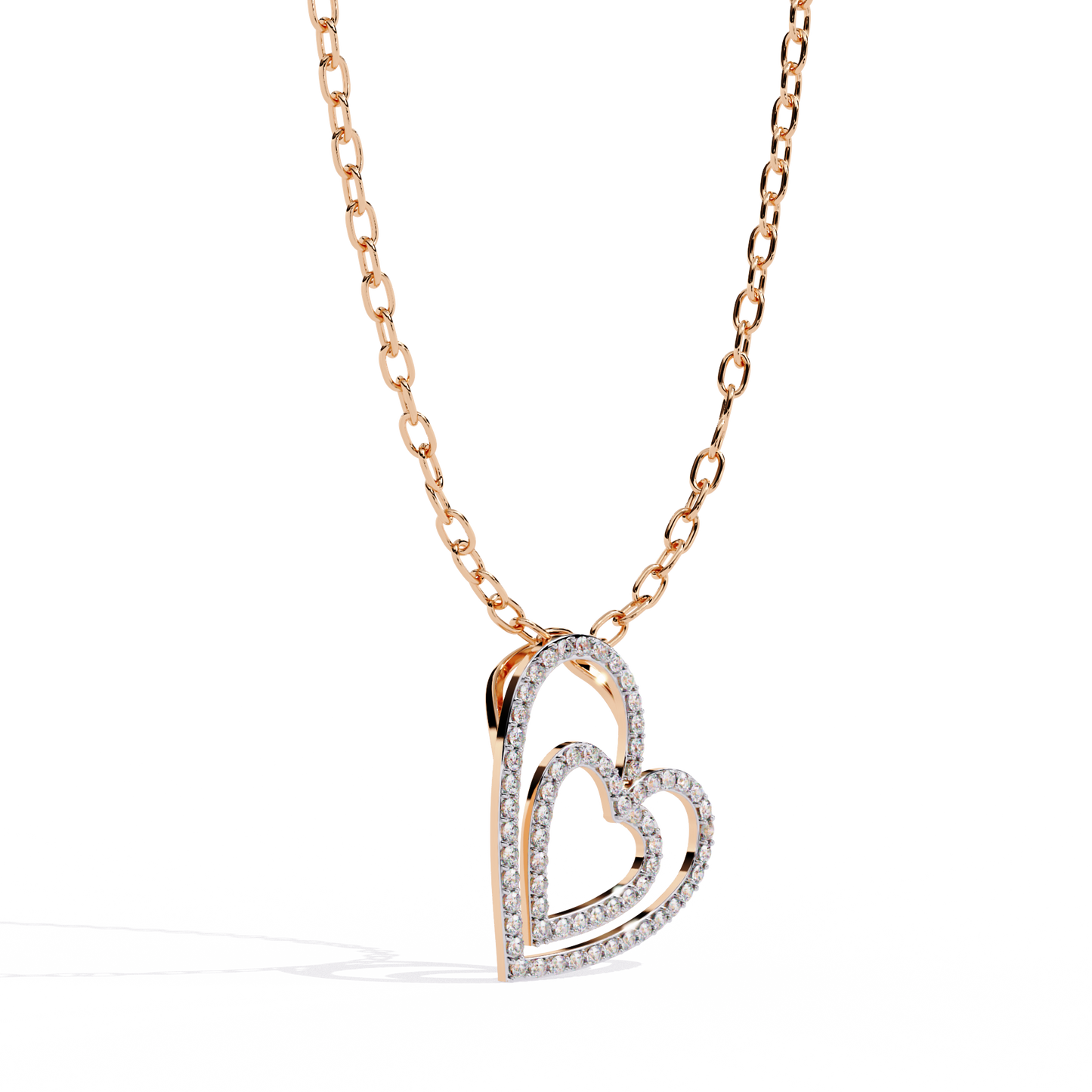 Elegant Open Double Heart Lab Grown Diamond Pendant