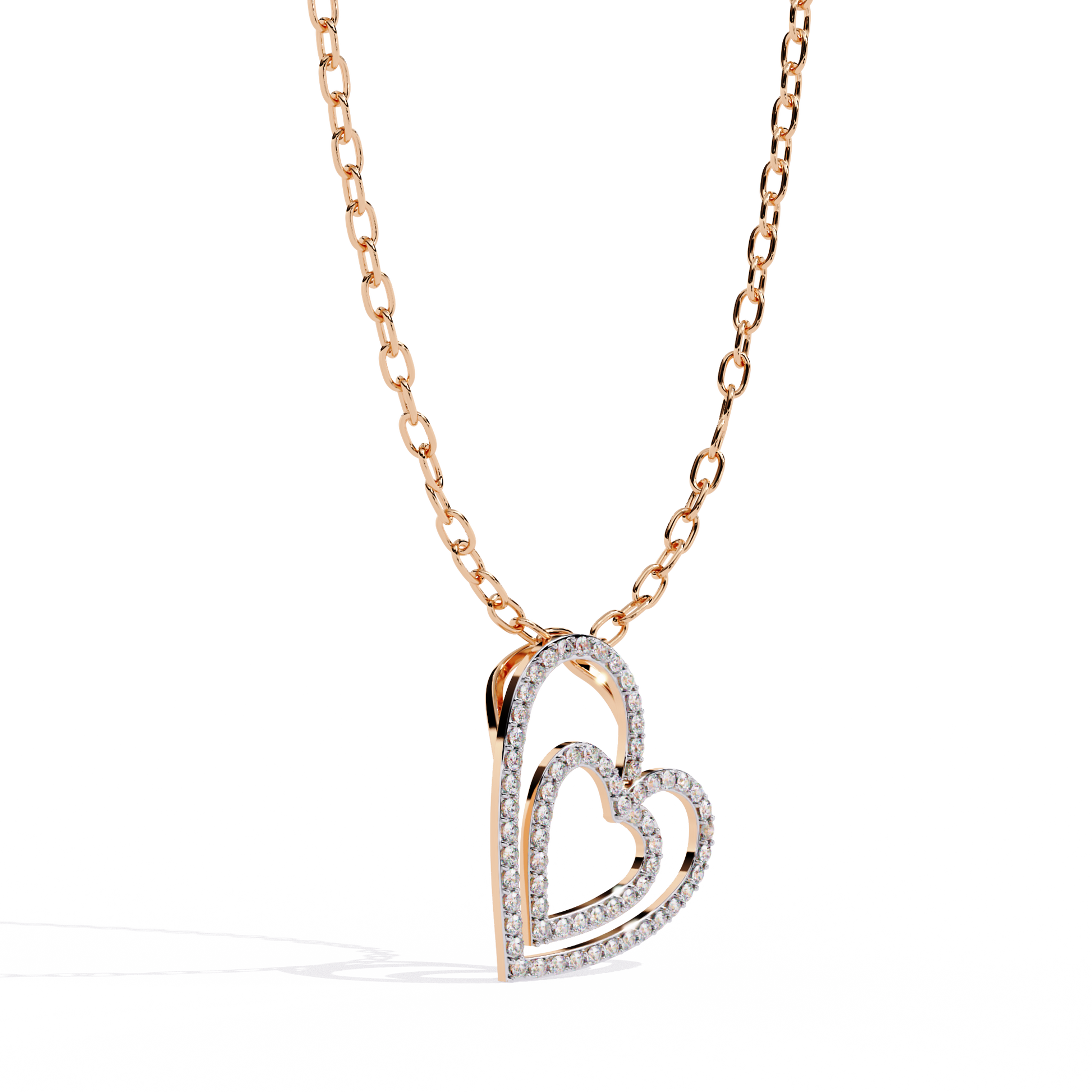 Elegant Open Double Heart Lab Grown Diamond Pendant