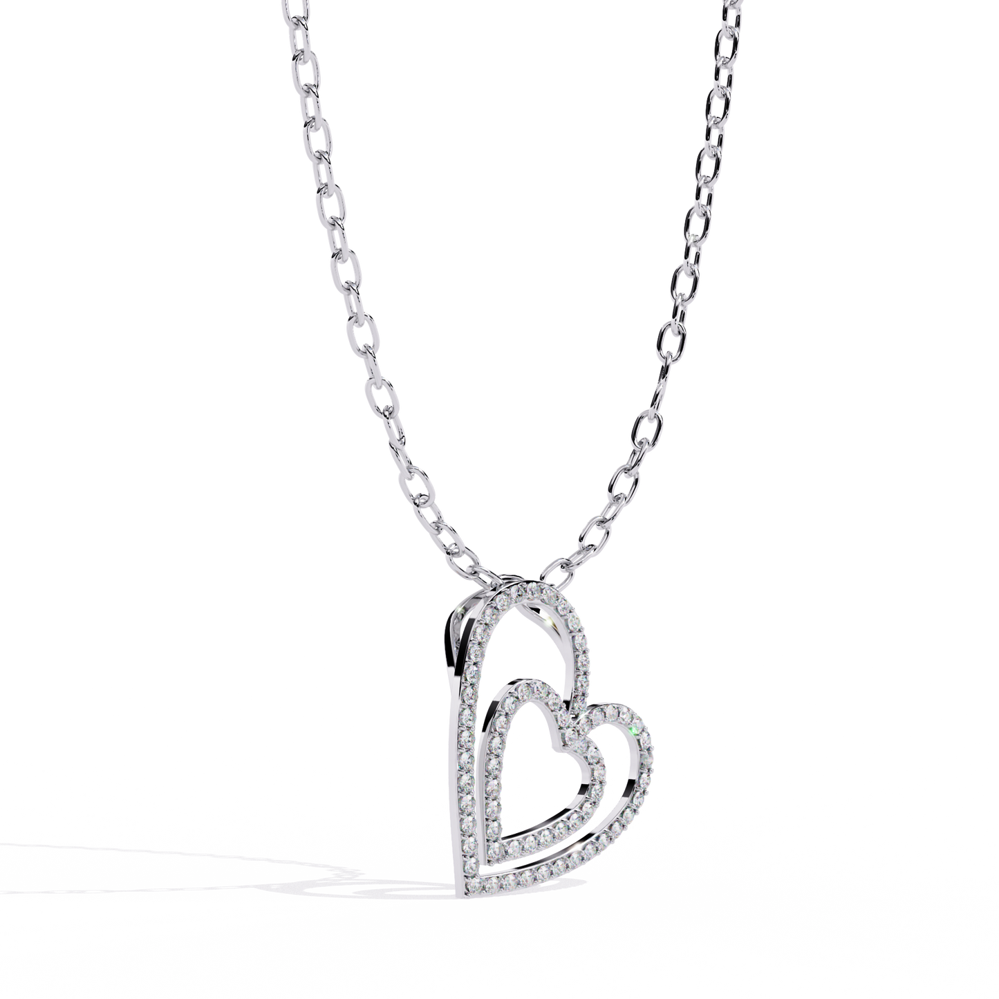 Elegant Open Double Heart Lab Grown Diamond Pendant