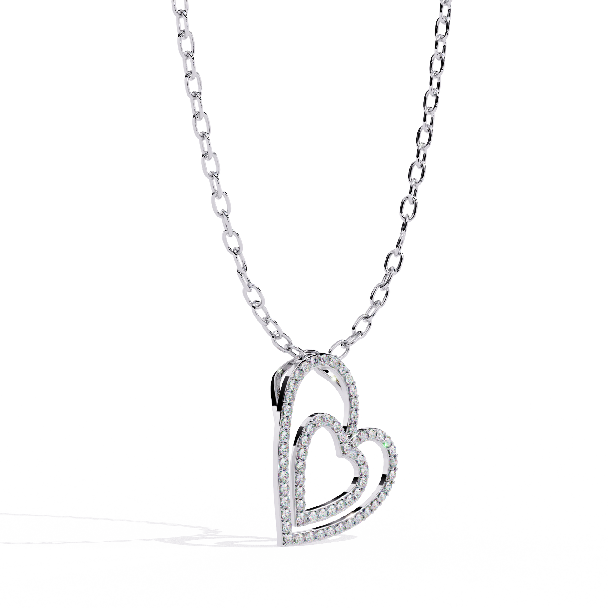 Elegant Open Double Heart Lab Grown Diamond Pendant