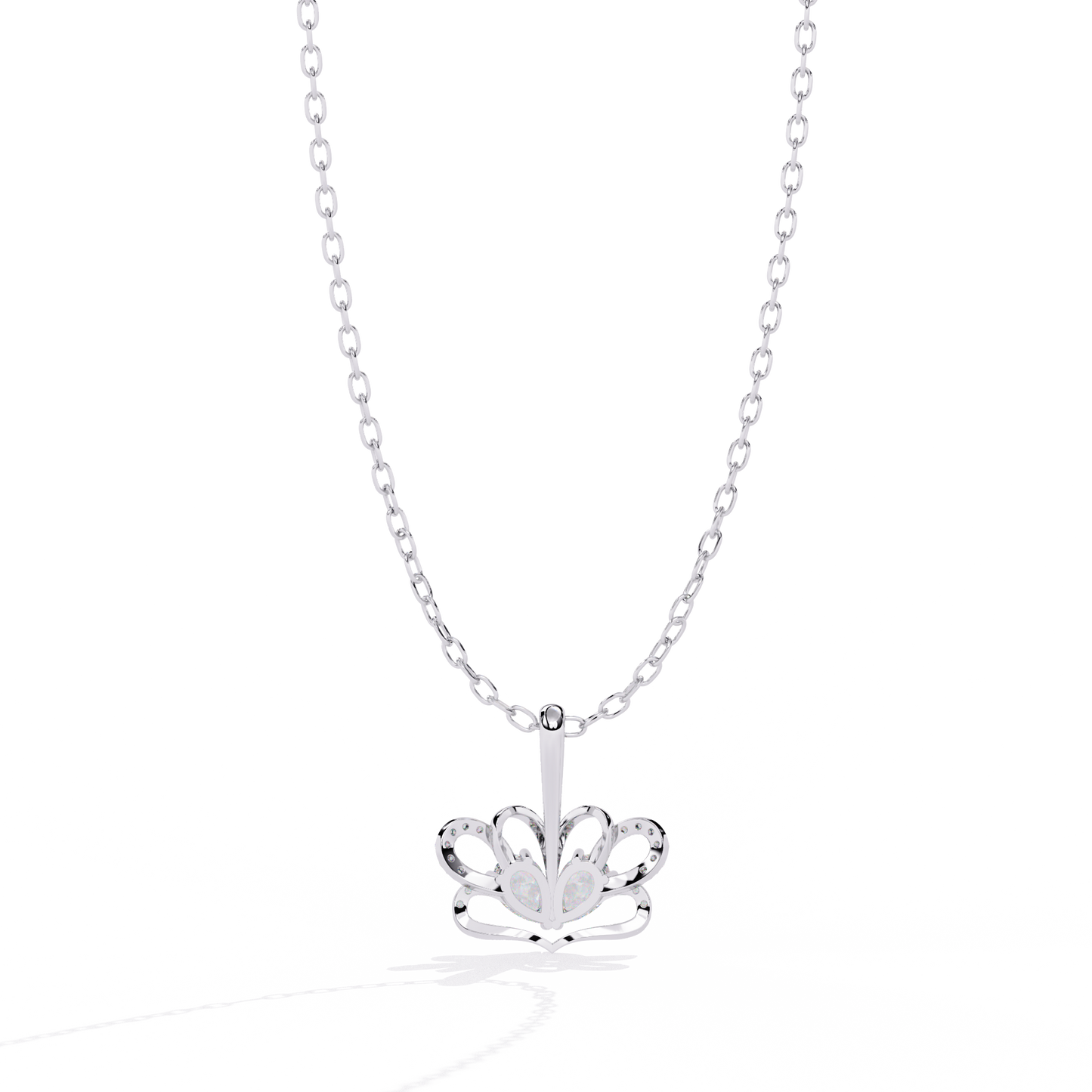 Radiant Heart Crown Lab Grown Diamond Pendant – Pear Cut + Round Cut Diamonds in Gold
