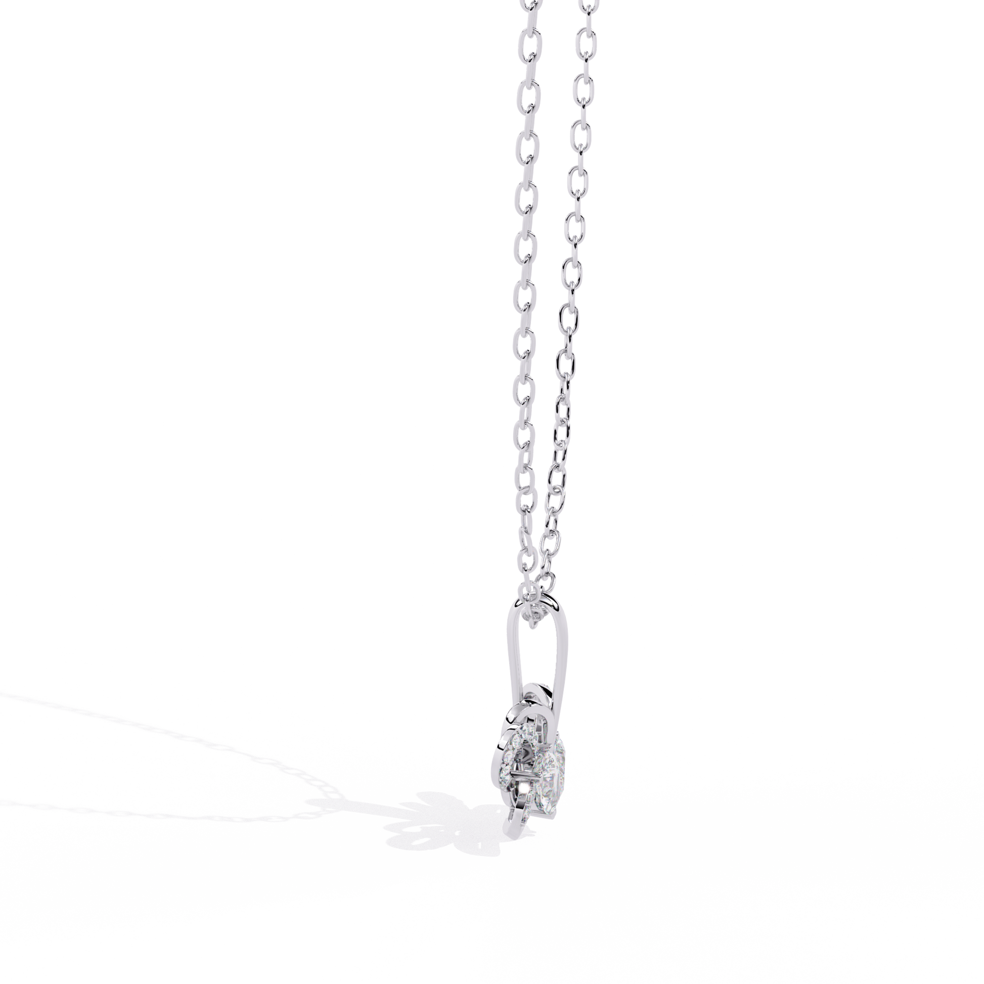 Radiant Heart Crown Lab Grown Diamond Pendant – Pear Cut + Round Cut Diamonds in Gold