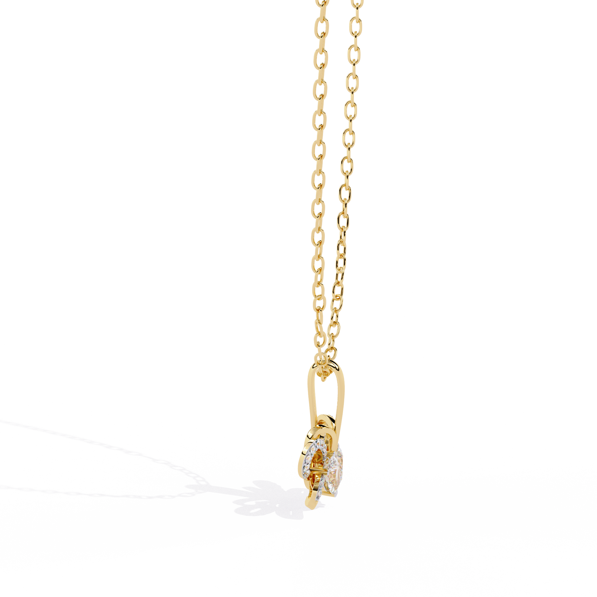 Radiant Heart Crown Lab Grown Diamond Pendant – Pear Cut + Round Cut Diamonds in Gold