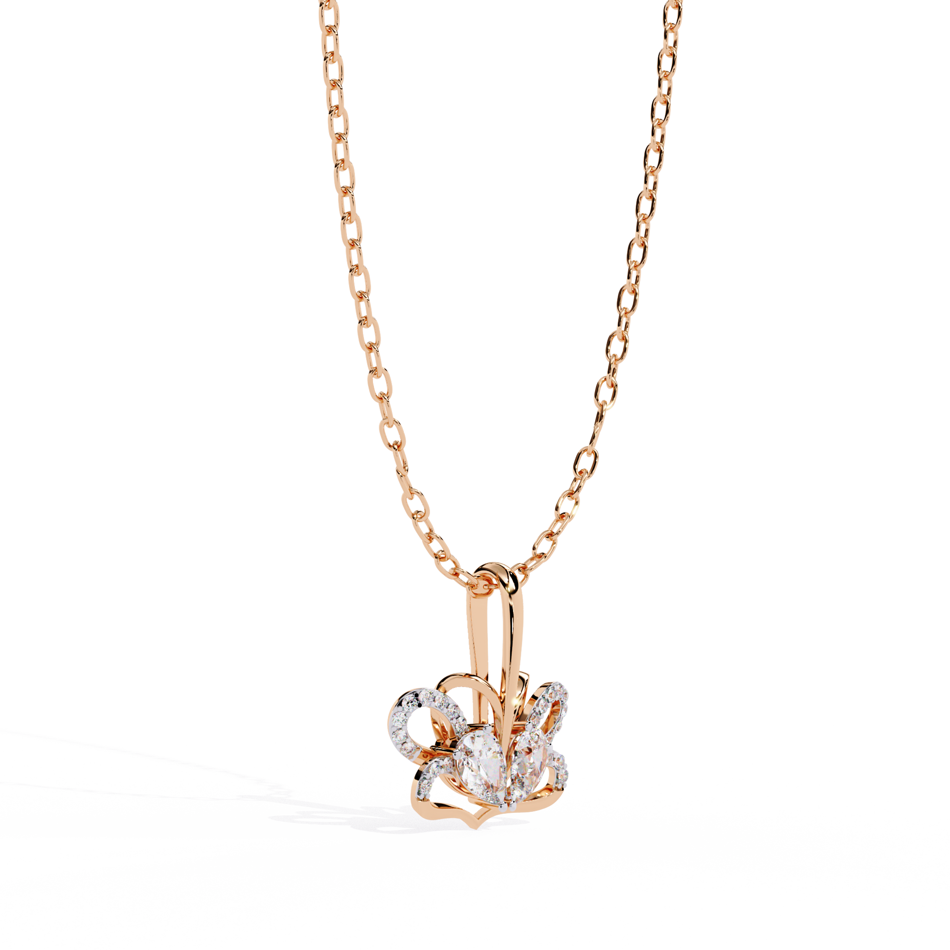 Radiant Heart Crown Lab Grown Diamond Pendant – Pear Cut + Round Cut Diamonds in Gold