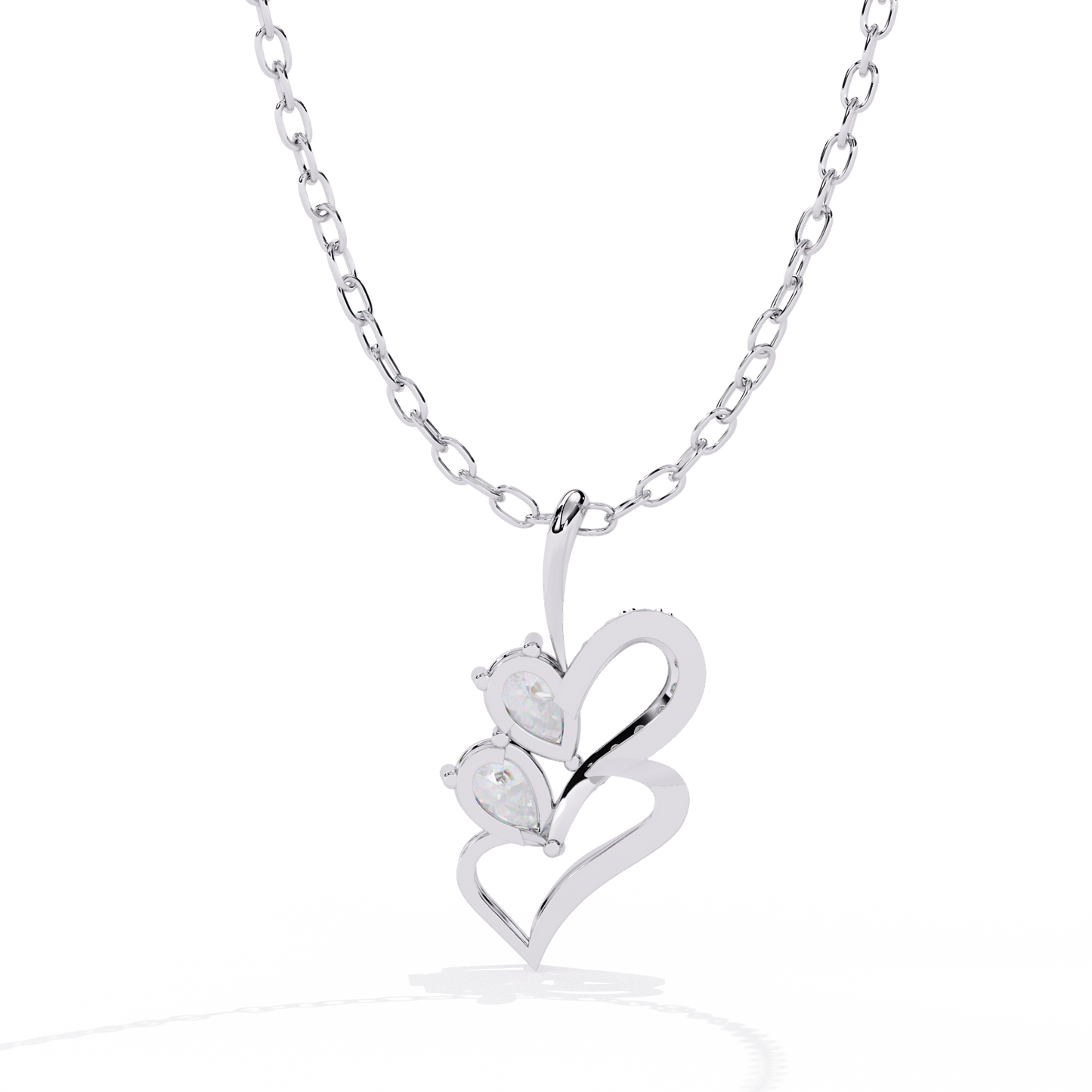 Twin Heart Pear Cut Lab Grown Diamond Pendant – Pear Cut + Round Cut Diamonds