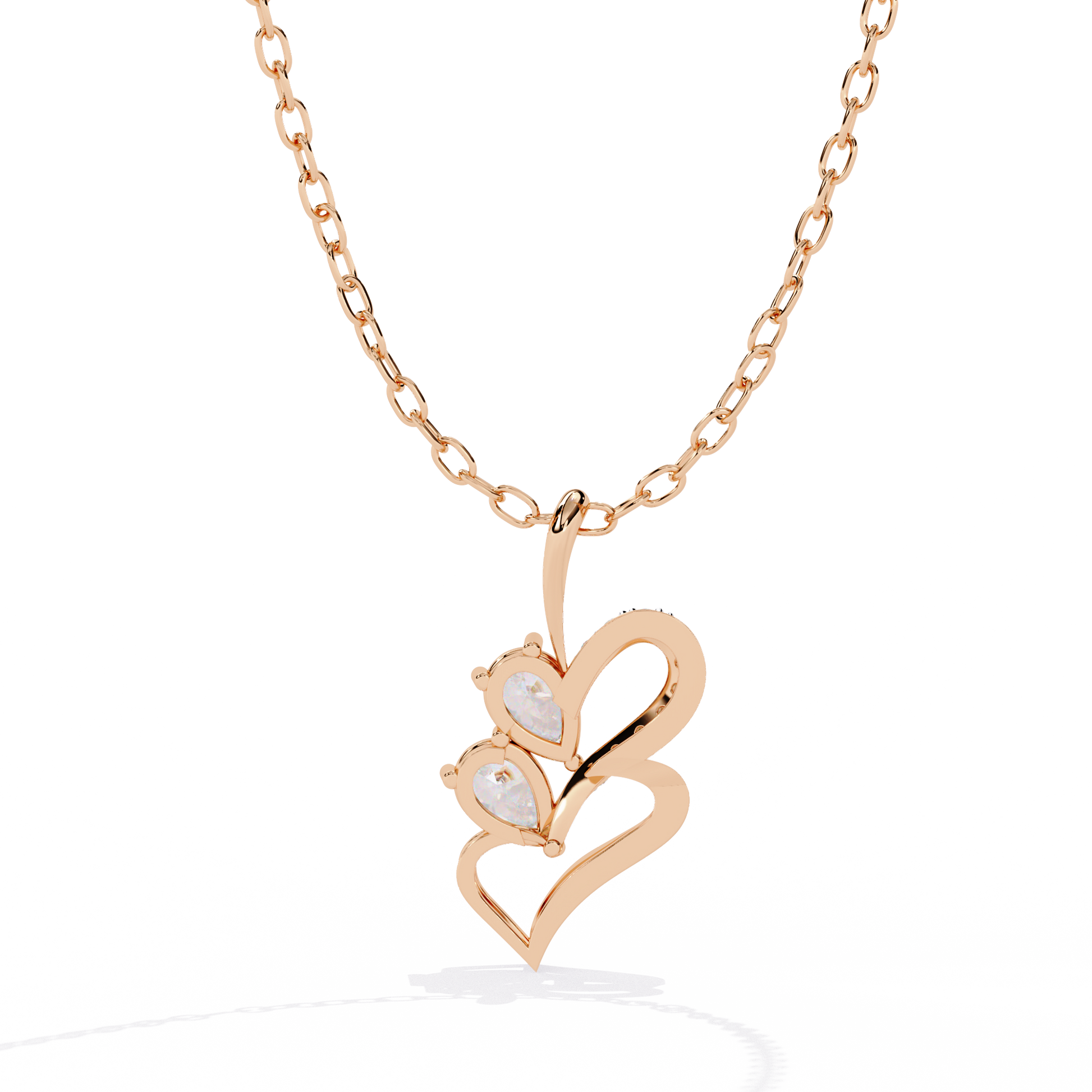 Twin Heart Pear Cut Lab Grown Diamond Pendant – Pear Cut + Round Cut Diamonds