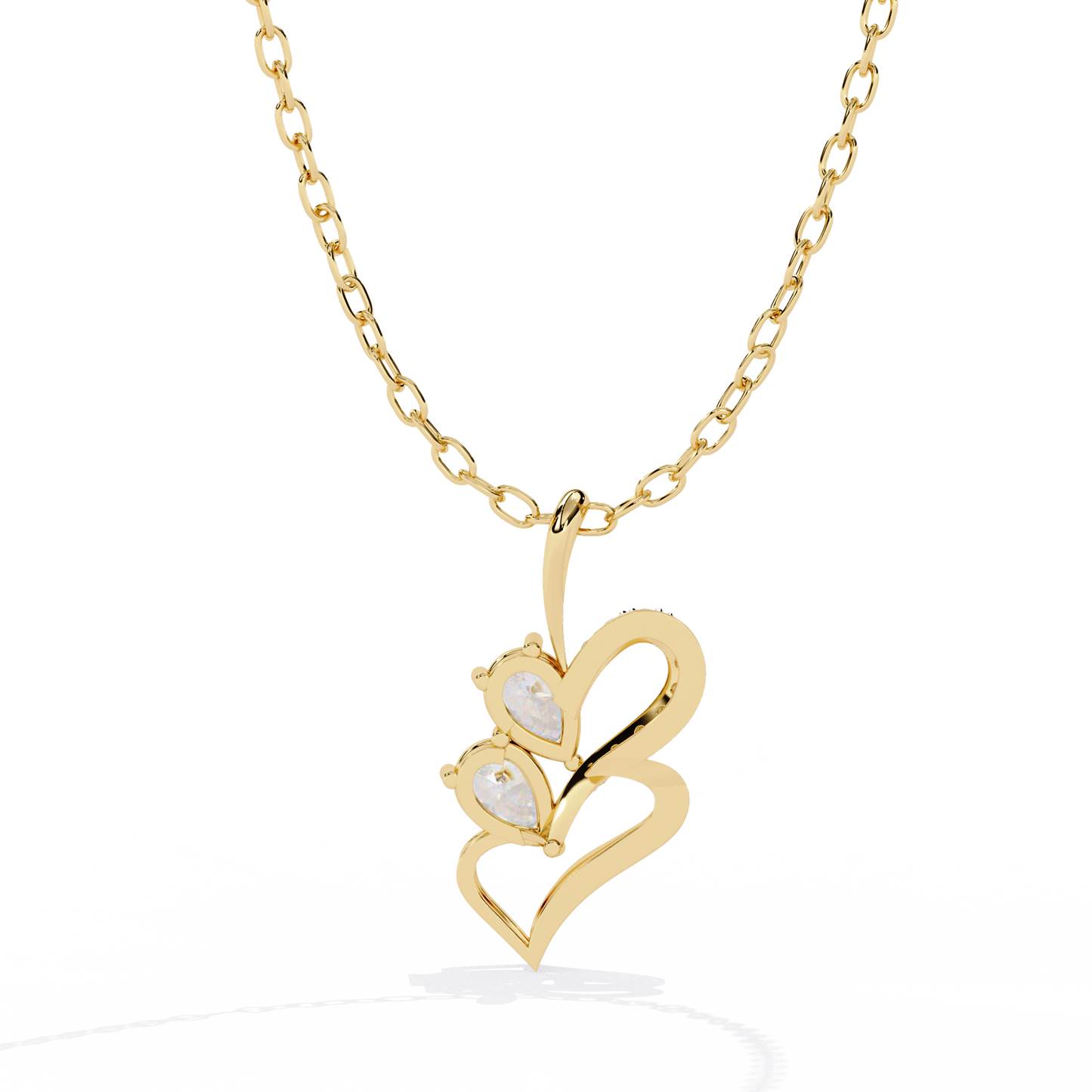 Twin Heart Pear Cut Lab Grown Diamond Pendant – Pear Cut + Round Cut Diamonds