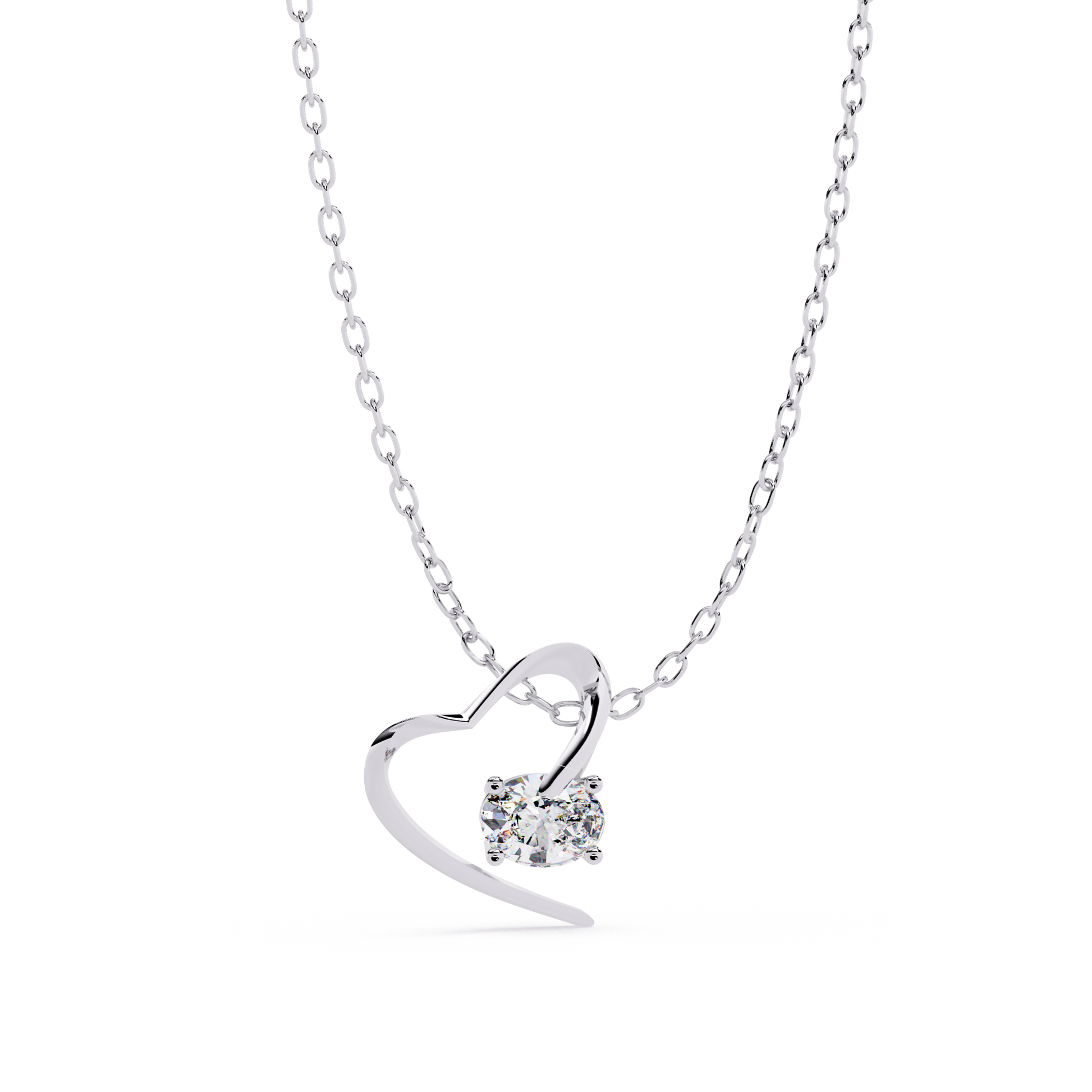 Oval Solitaire Lab Grown Diamond Heart Pendant – Oval Cut Diamond in Yellow Gold