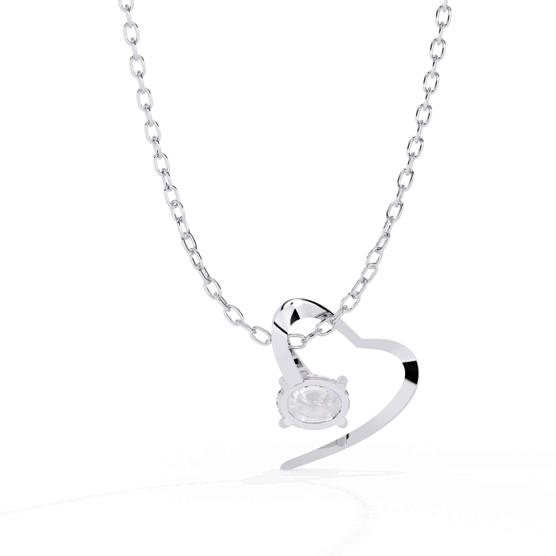 Oval Solitaire Lab Grown Diamond Heart Pendant – Oval Cut Diamond in Yellow Gold