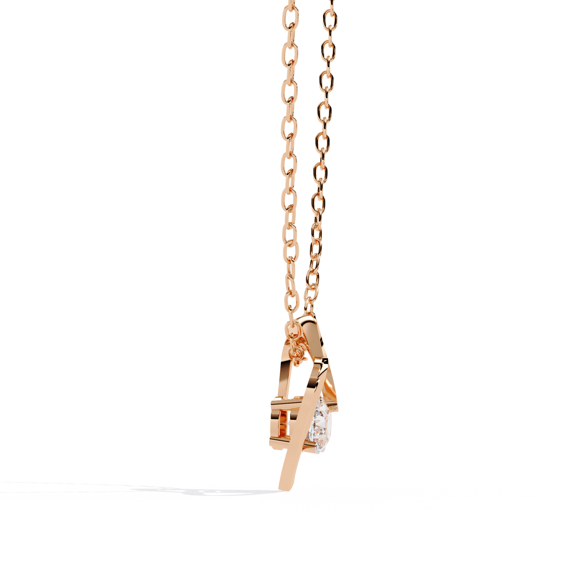 Oval Solitaire Lab Grown Diamond Heart Pendant – Oval Cut Diamond in Yellow Gold