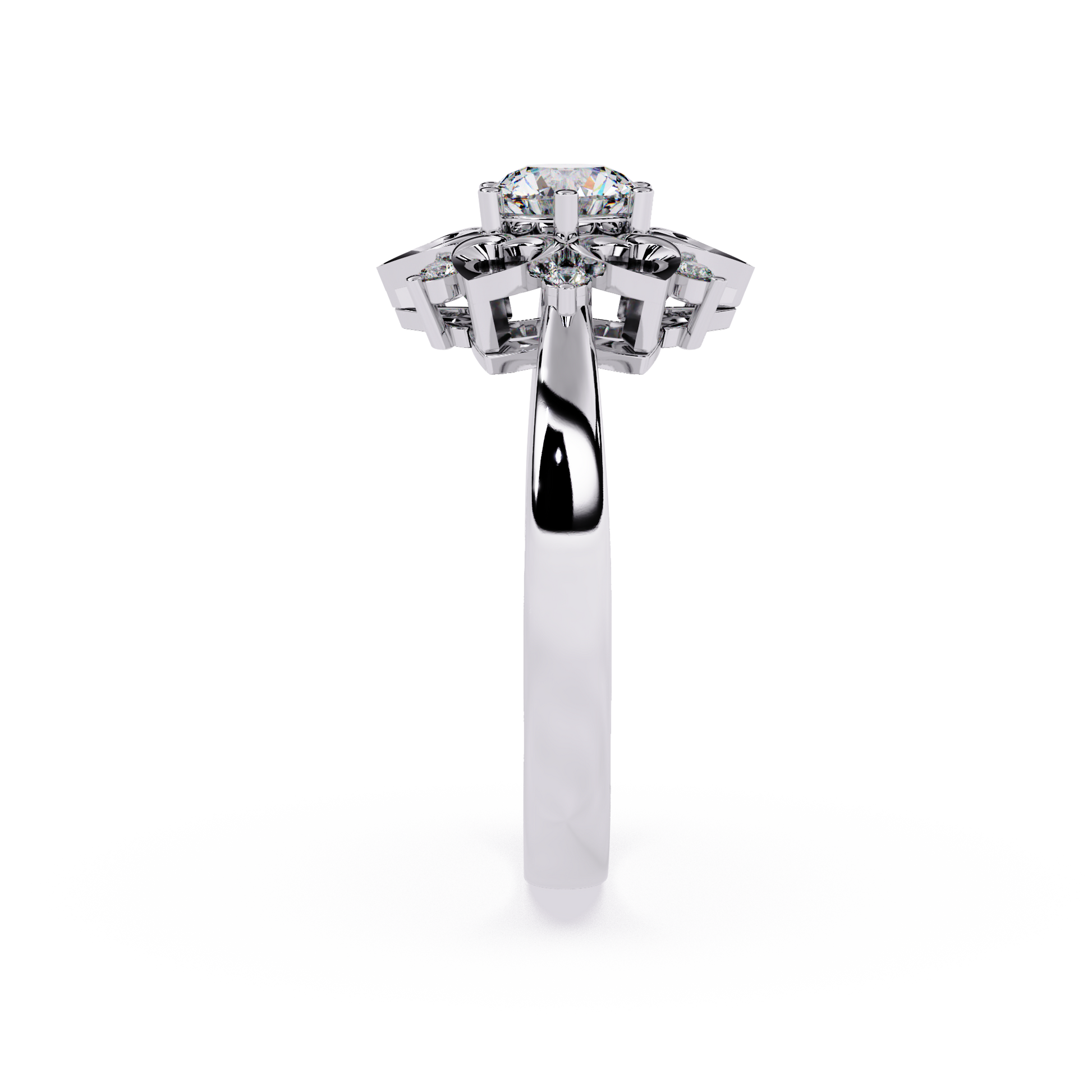 0.28 carat round lab grown diamond ring with minimal gold band.