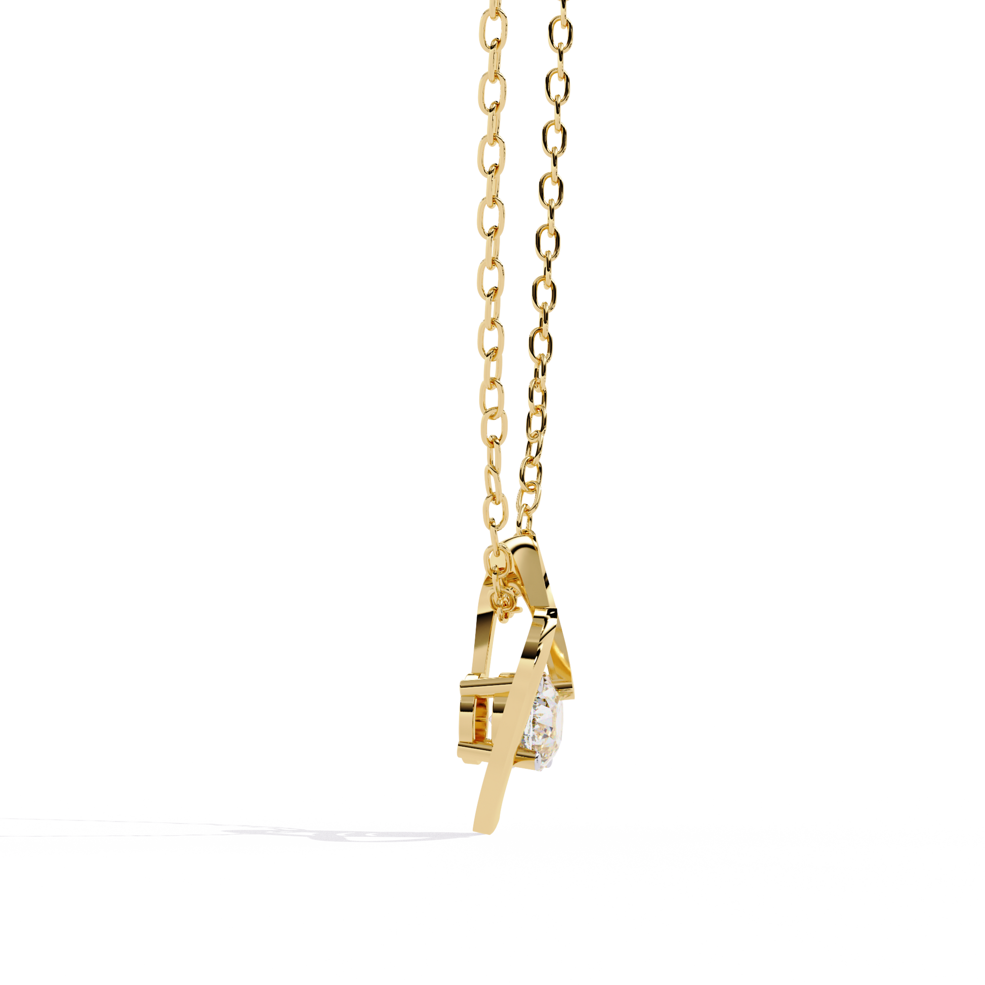 Oval Solitaire Lab Grown Diamond Heart Pendant – Oval Cut Diamond in Yellow Gold