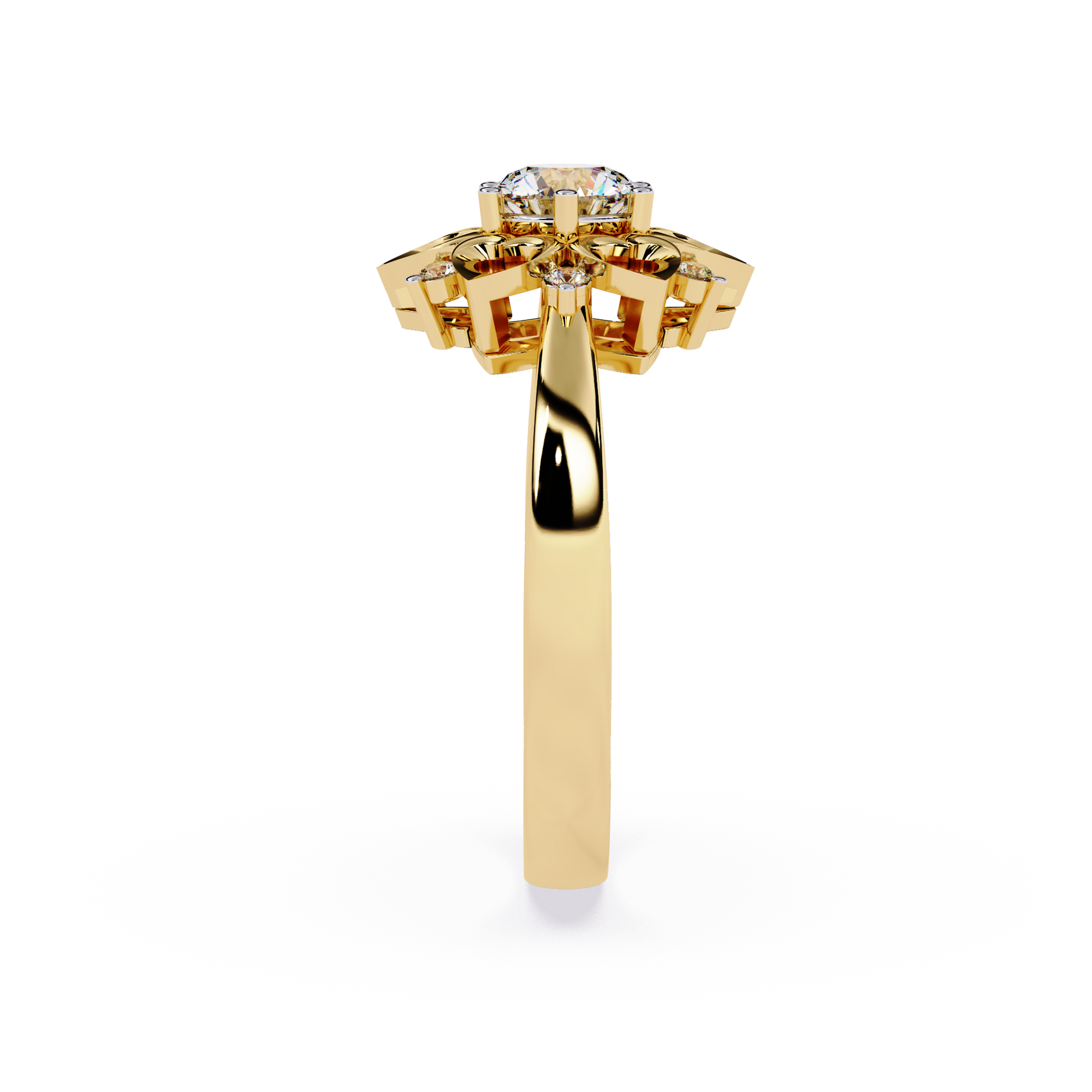 0.28 carat round lab grown diamond ring with minimal gold band.