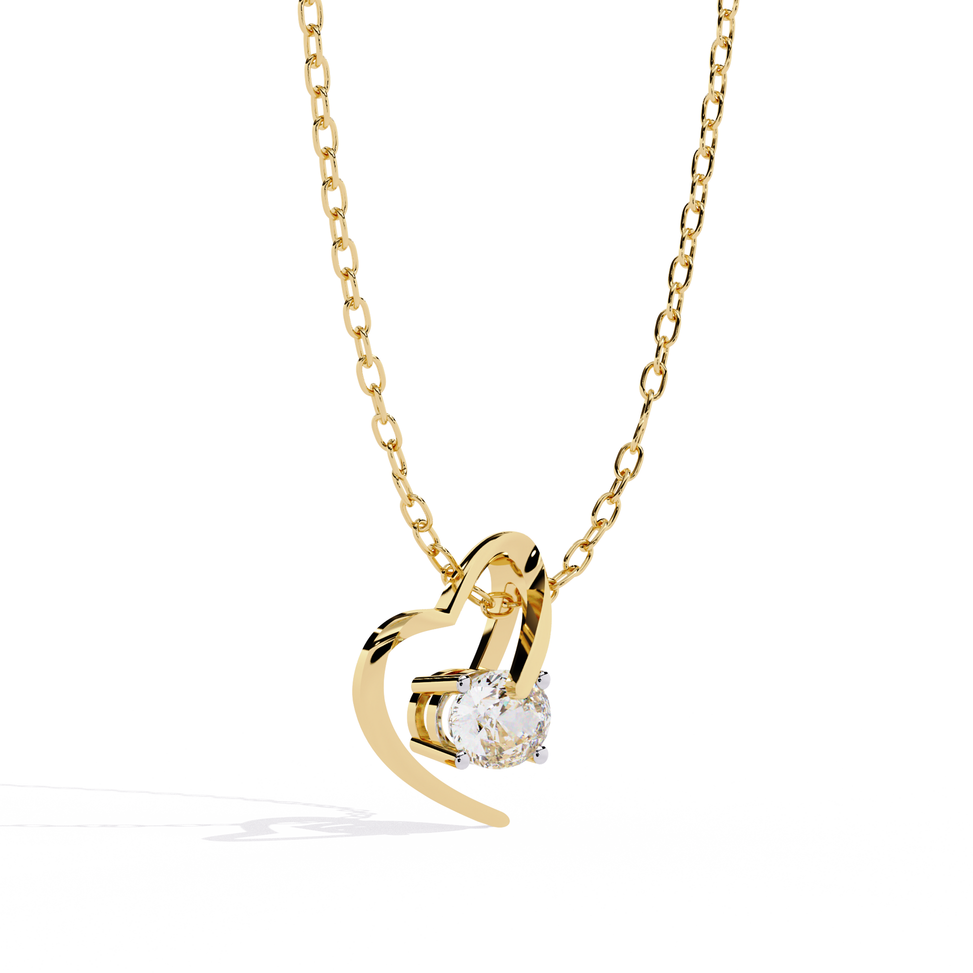Oval Solitaire Lab Grown Diamond Heart Pendant – Oval Cut Diamond in Yellow Gold