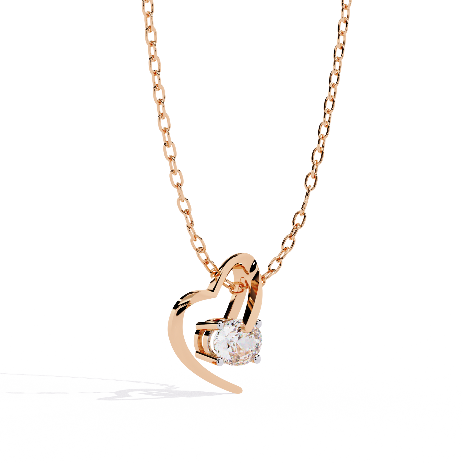 Oval Solitaire Lab Grown Diamond Heart Pendant – Oval Cut Diamond in Yellow Gold