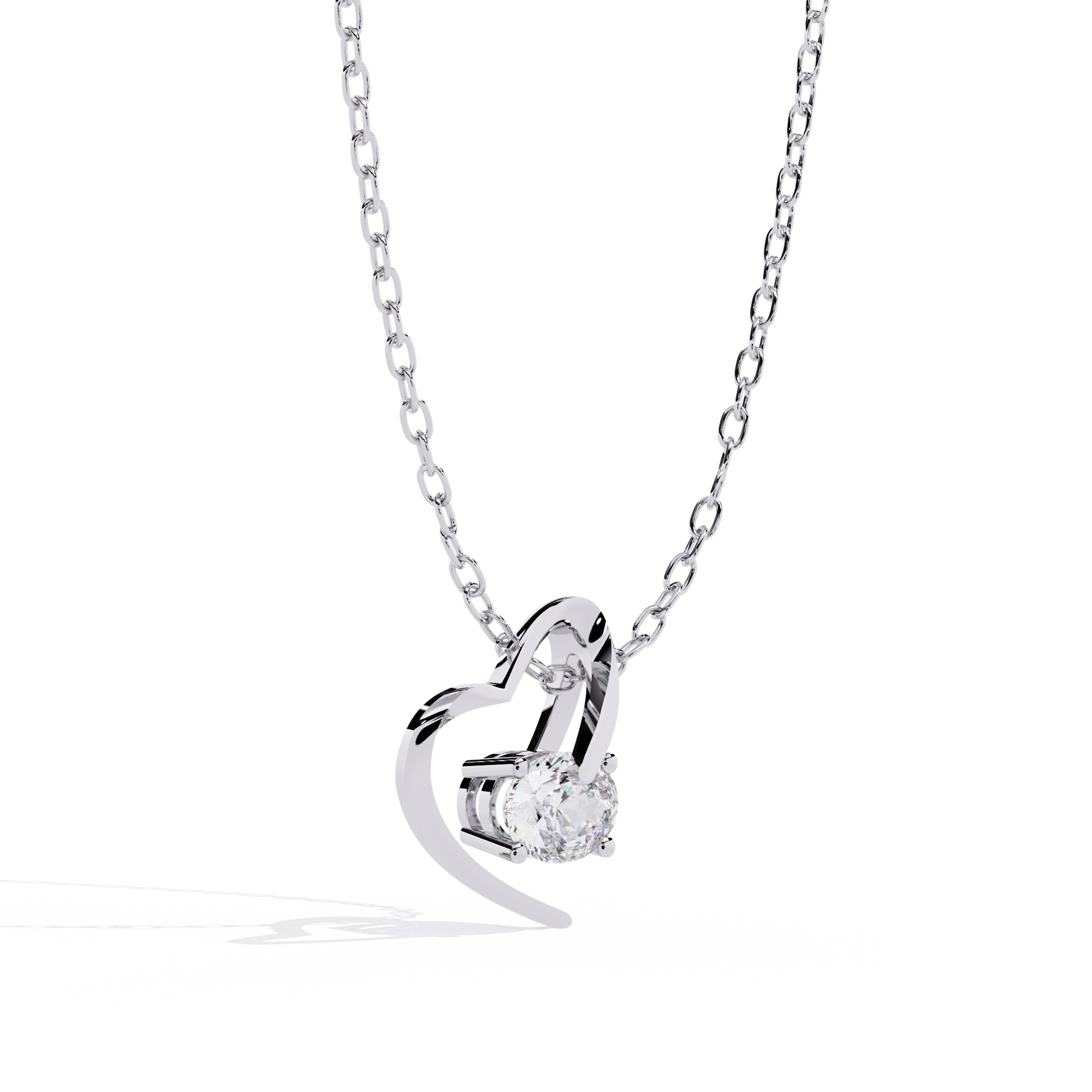 Oval Solitaire Lab Grown Diamond Heart Pendant – Oval Cut Diamond in Yellow Gold