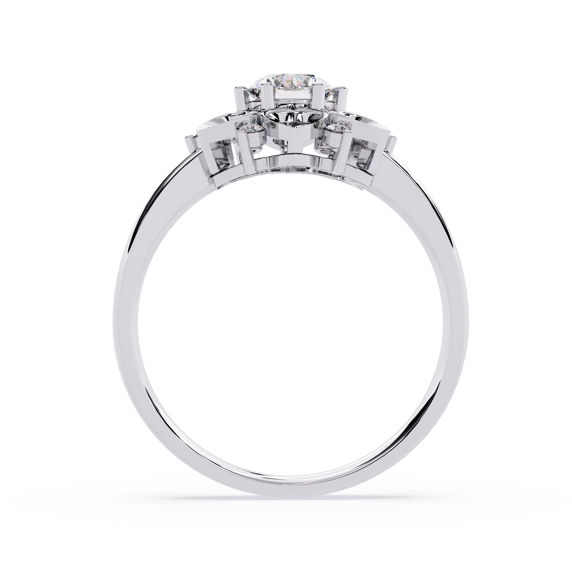 0.28 carat round lab grown diamond ring with minimal gold band.