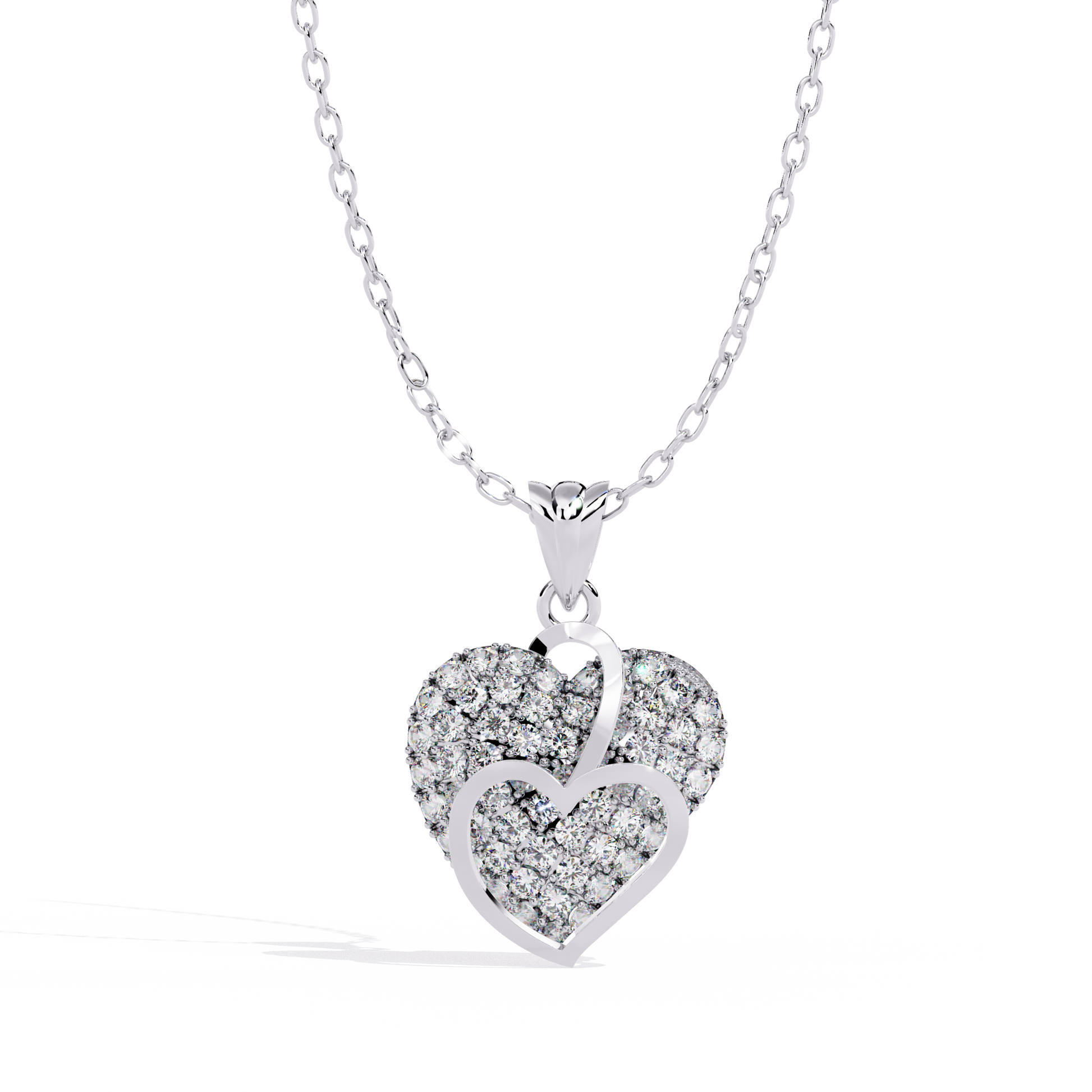 Lab Grown Diamond Heart Pendant – Round Cut Diamonds in Gold