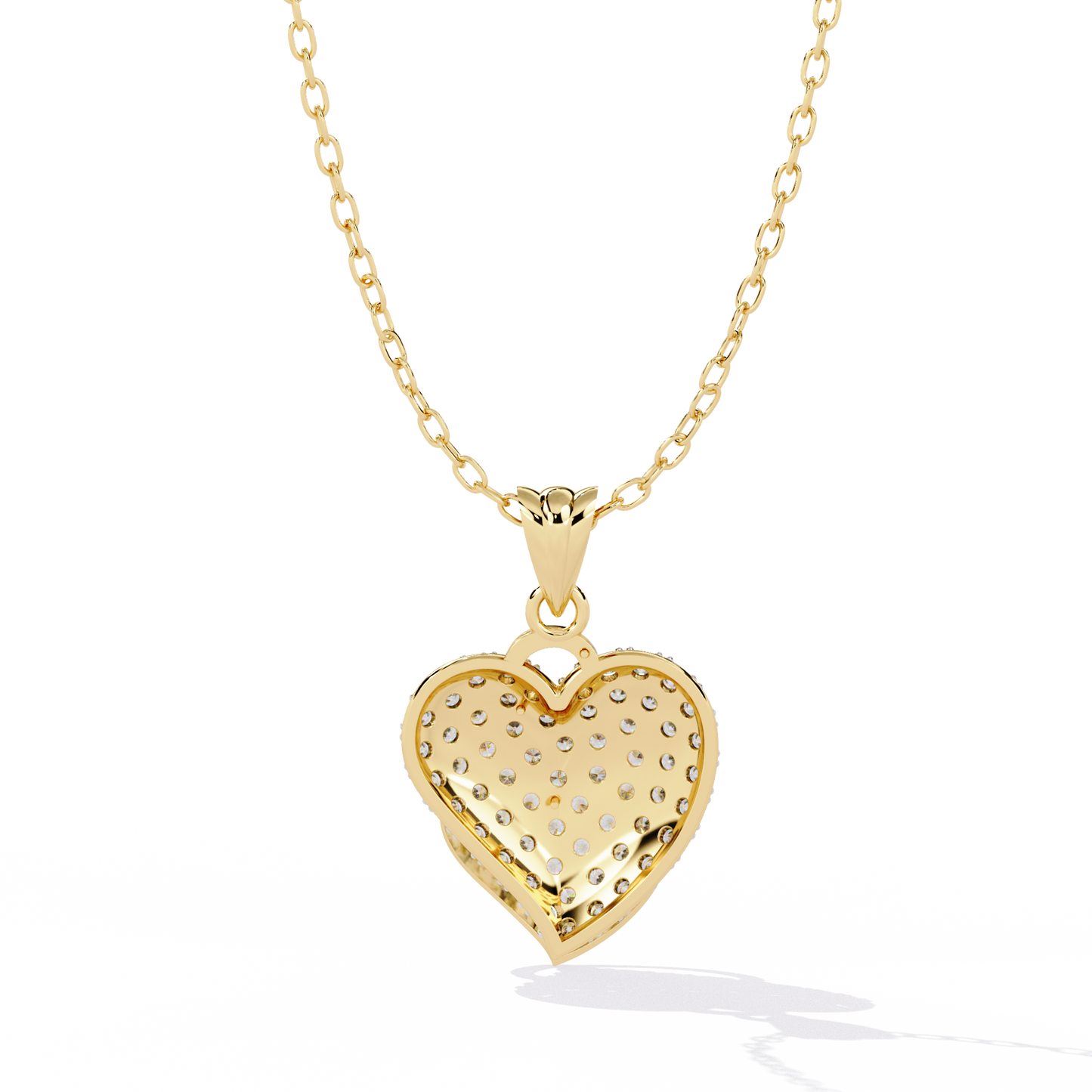 Lab Grown Diamond Heart Pendant – Round Cut Diamonds in Gold