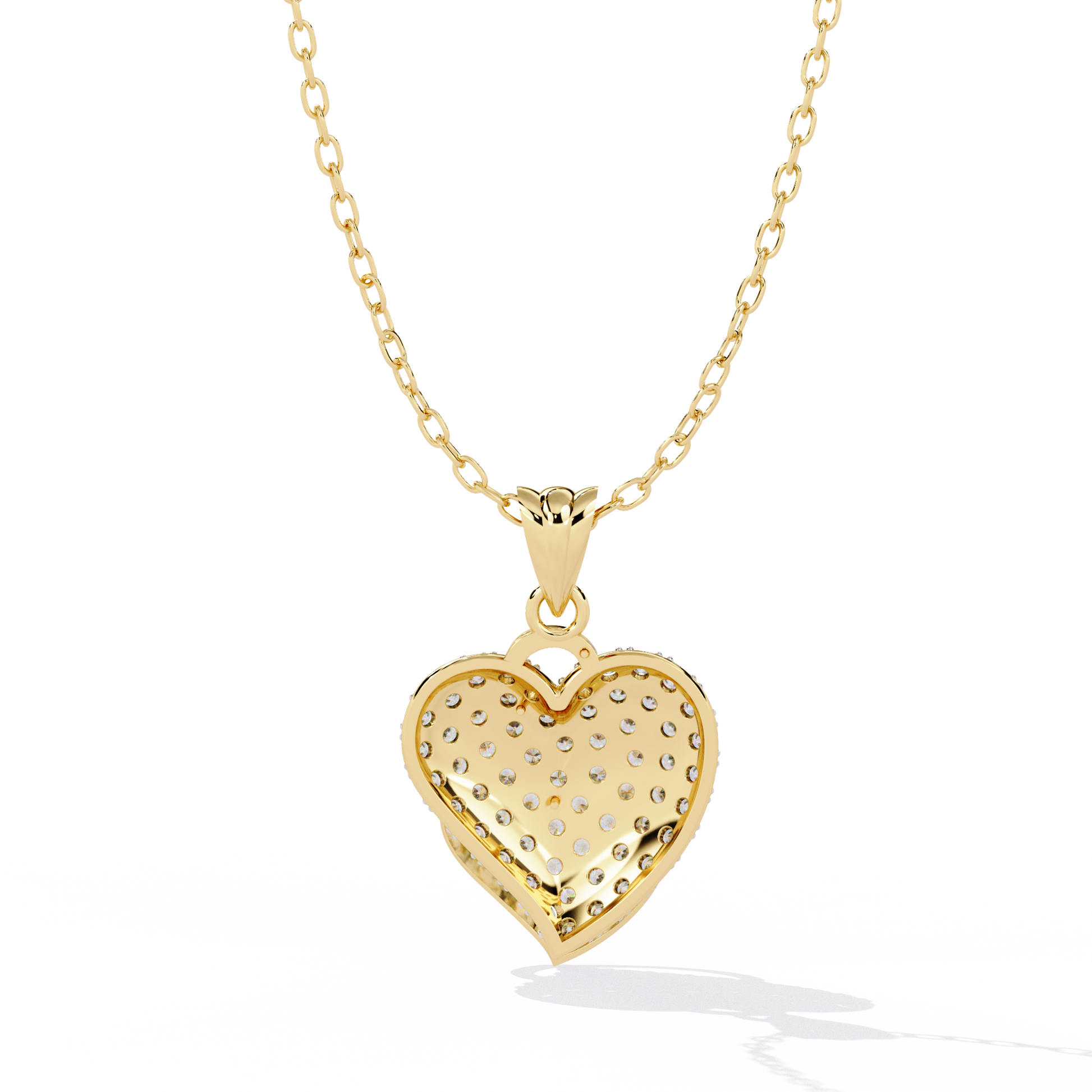 Lab Grown Diamond Heart Pendant – Round Cut Diamonds in Gold