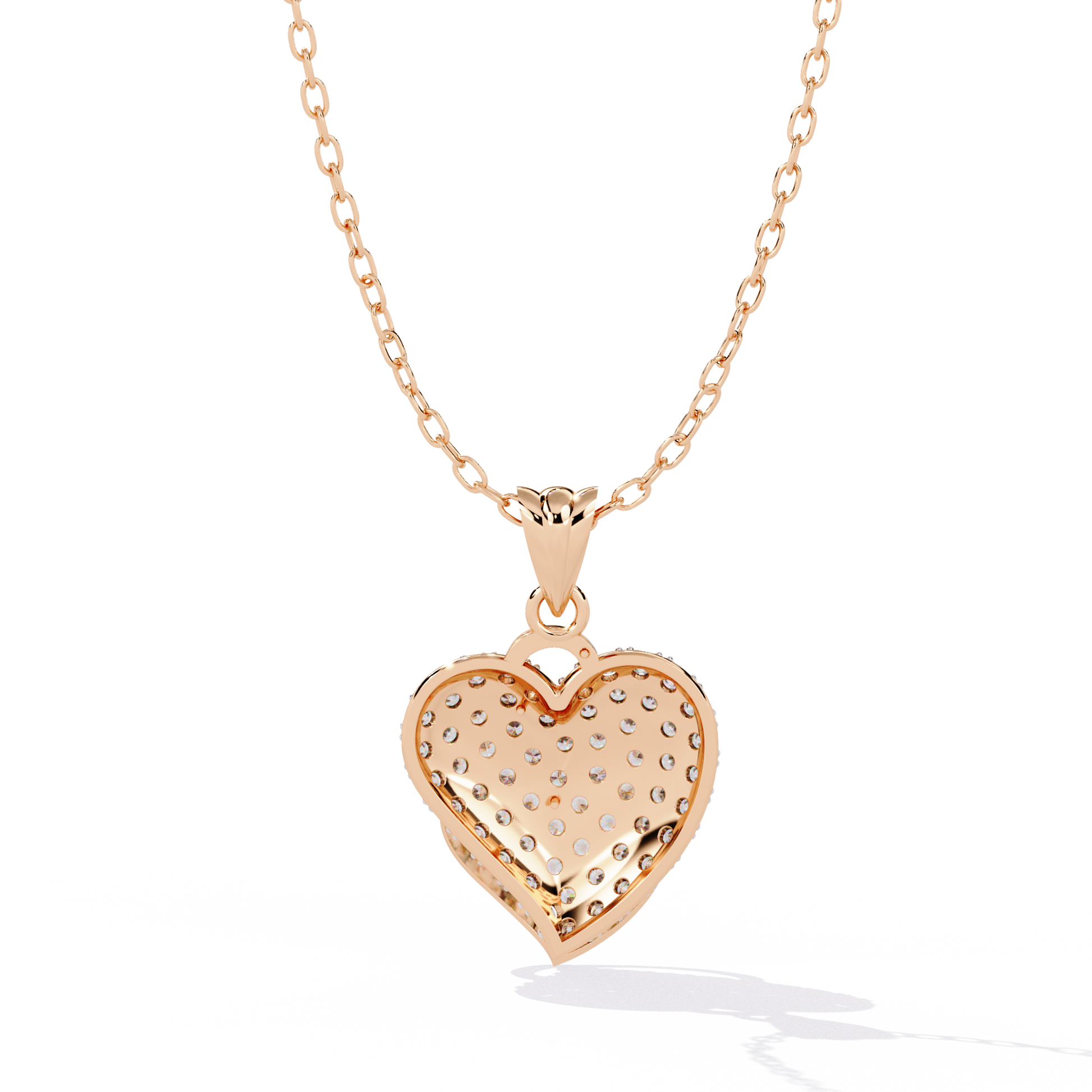 Lab Grown Diamond Heart Pendant – Round Cut Diamonds in Gold