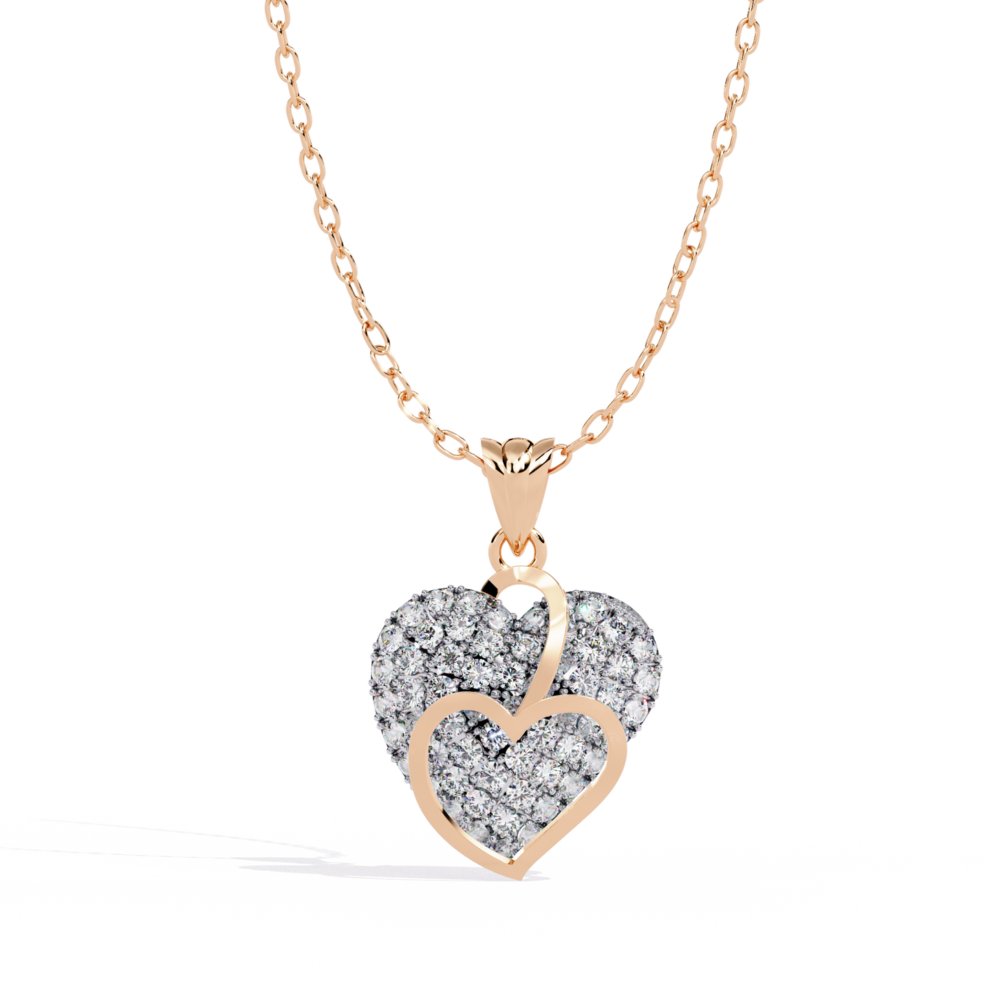 Lab Grown Diamond Heart Pendant – Round Cut Diamonds in Gold