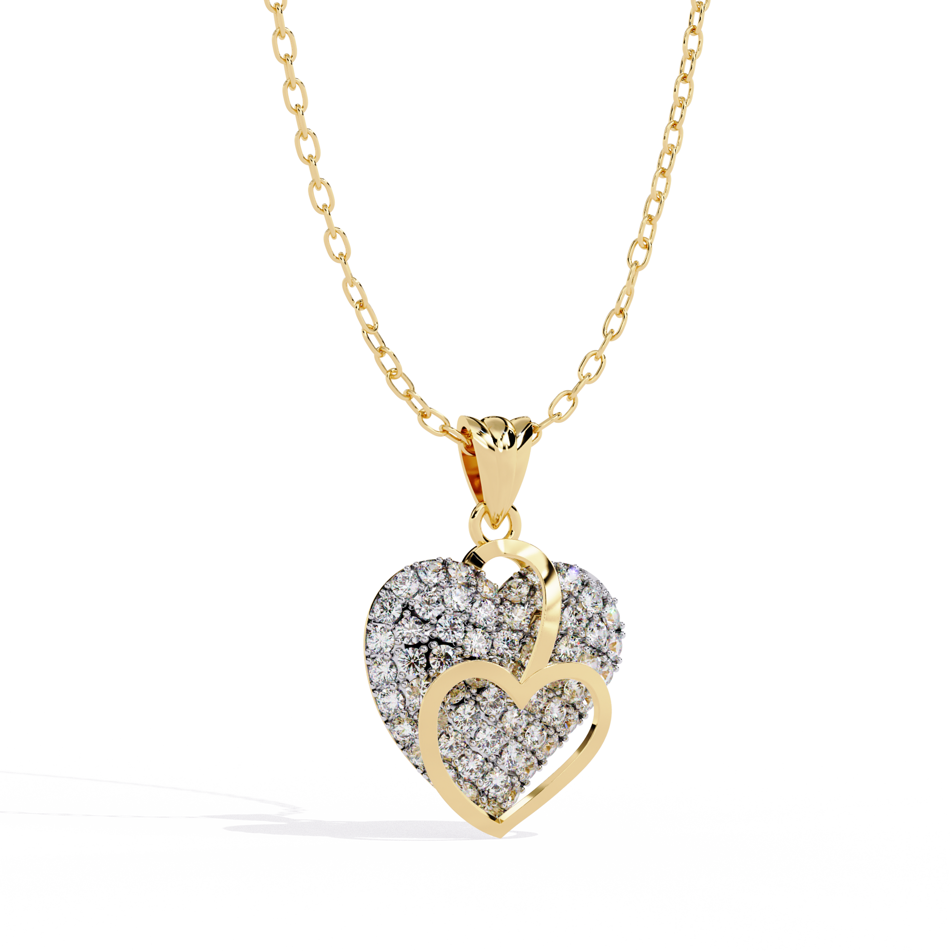 Lab Grown Diamond Heart Pendant – Round Cut Diamonds in Gold