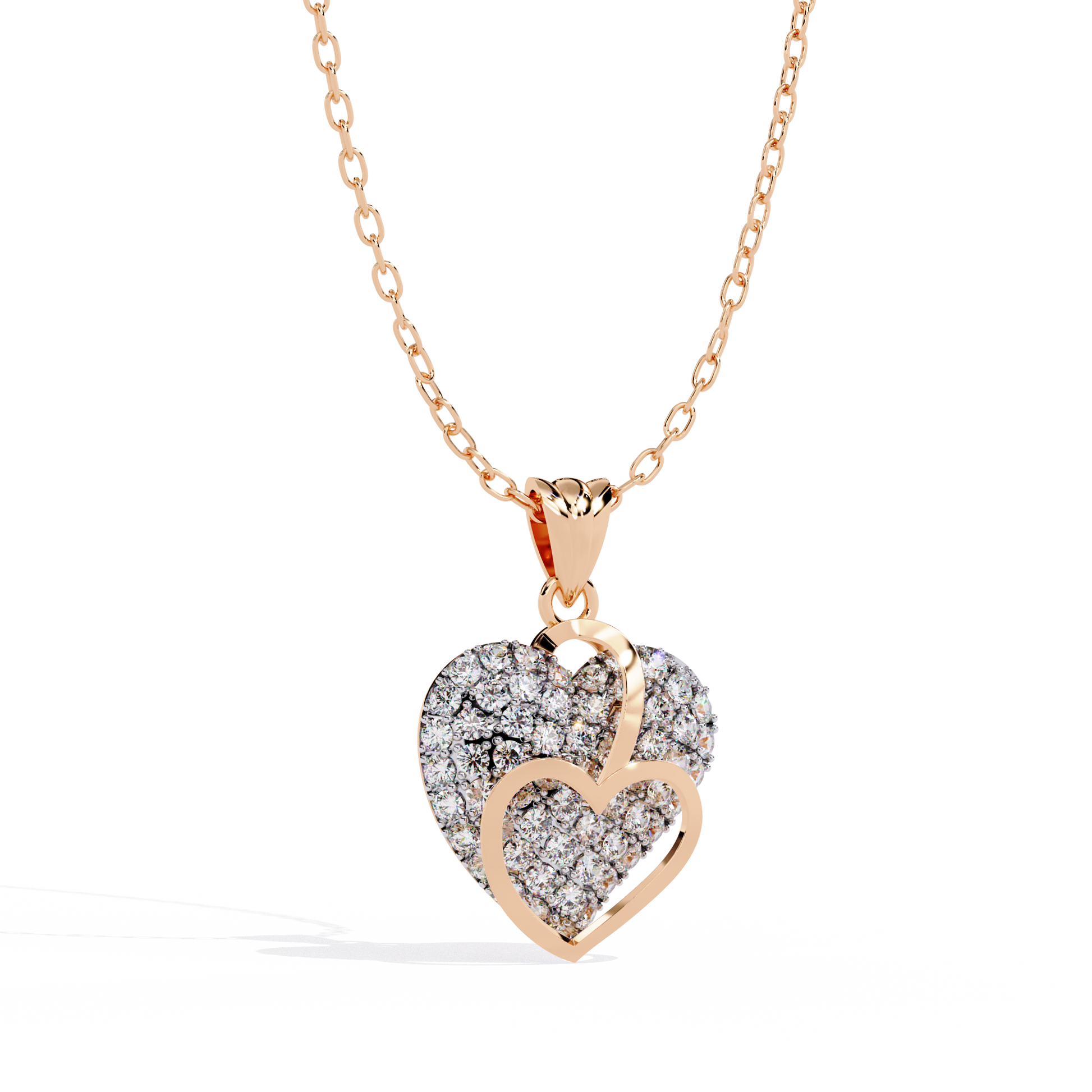 Lab Grown Diamond Heart Pendant – Round Cut Diamonds in Gold