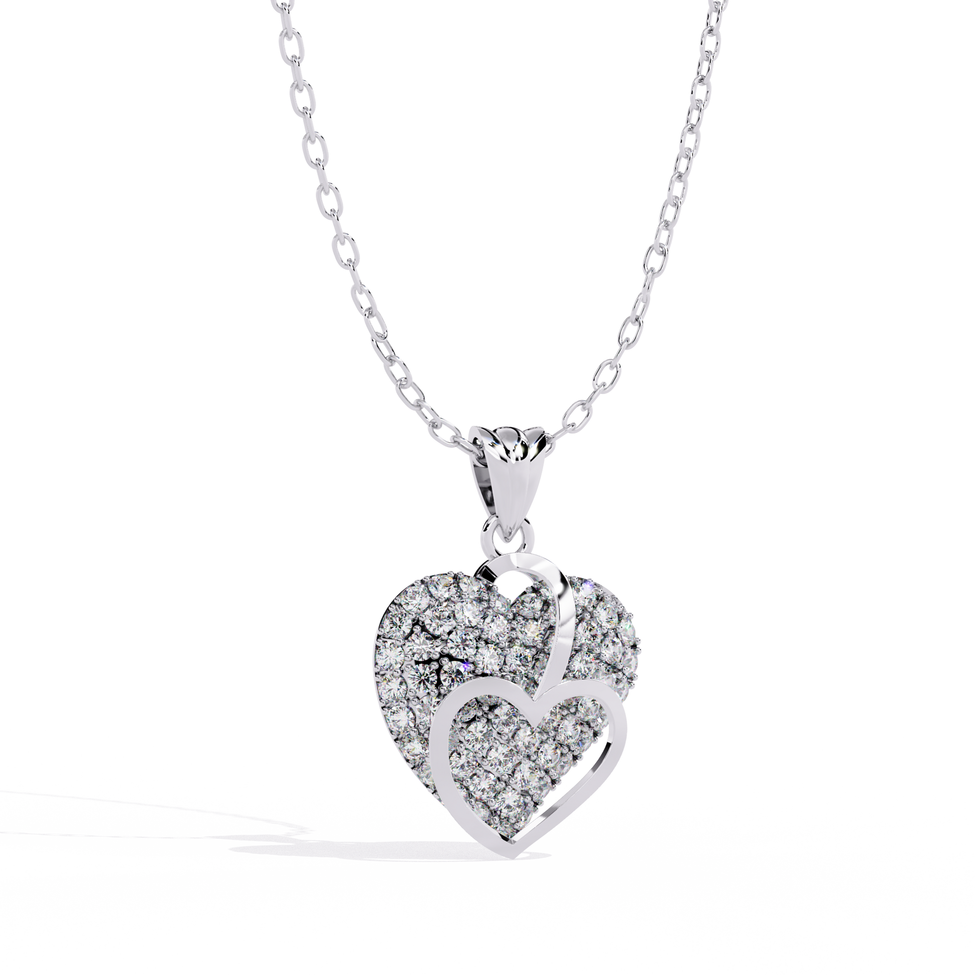 Lab Grown Diamond Heart Pendant – Round Cut Diamonds in Gold
