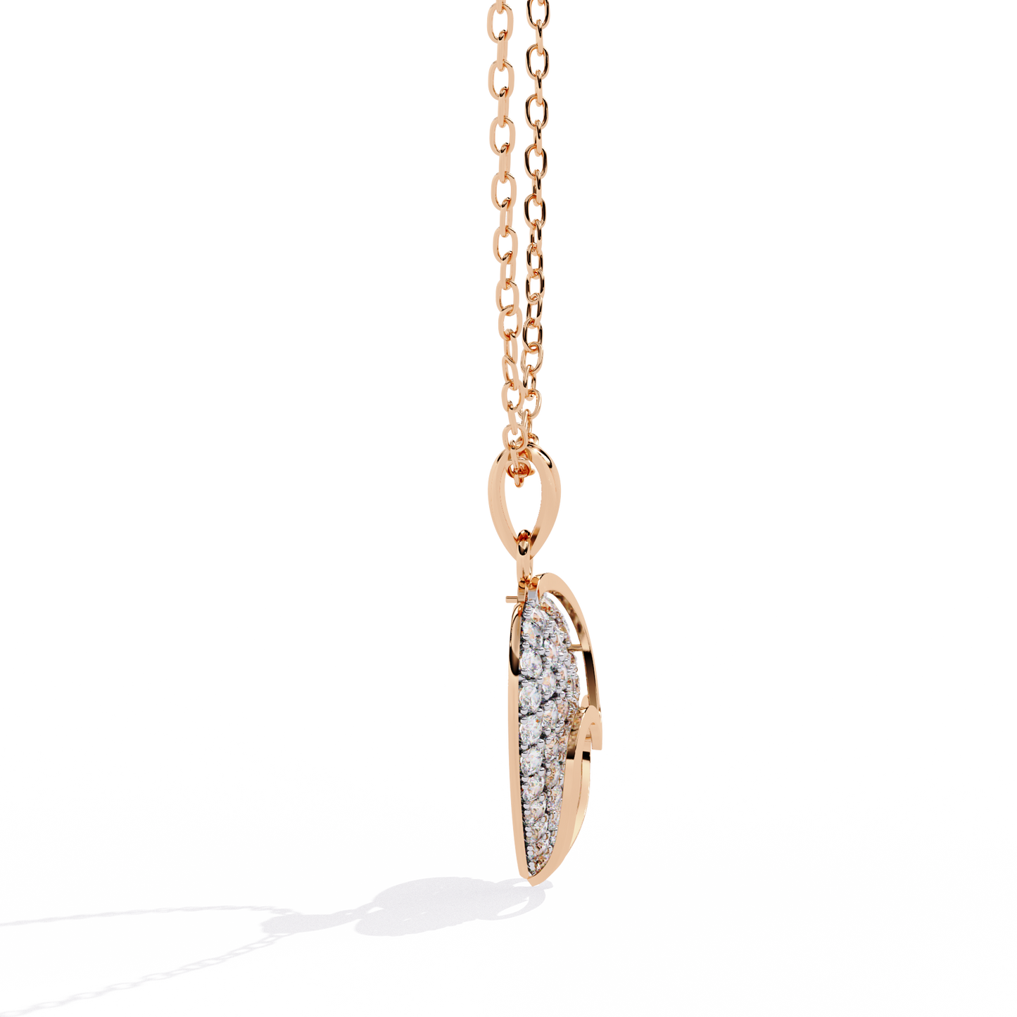 Lab Grown Diamond Heart Pendant – Round Cut Diamonds in Gold