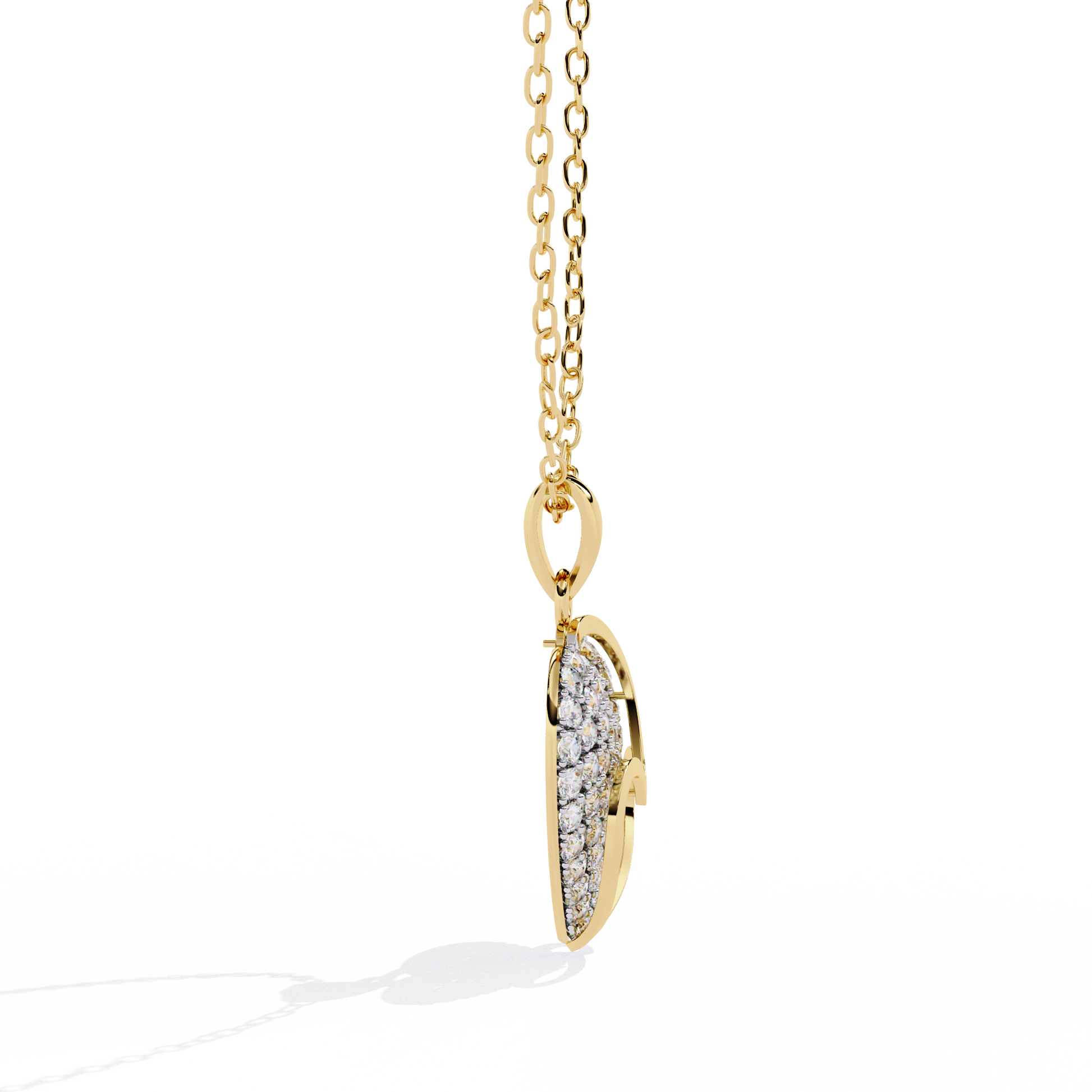 Lab Grown Diamond Heart Pendant – Round Cut Diamonds in Gold