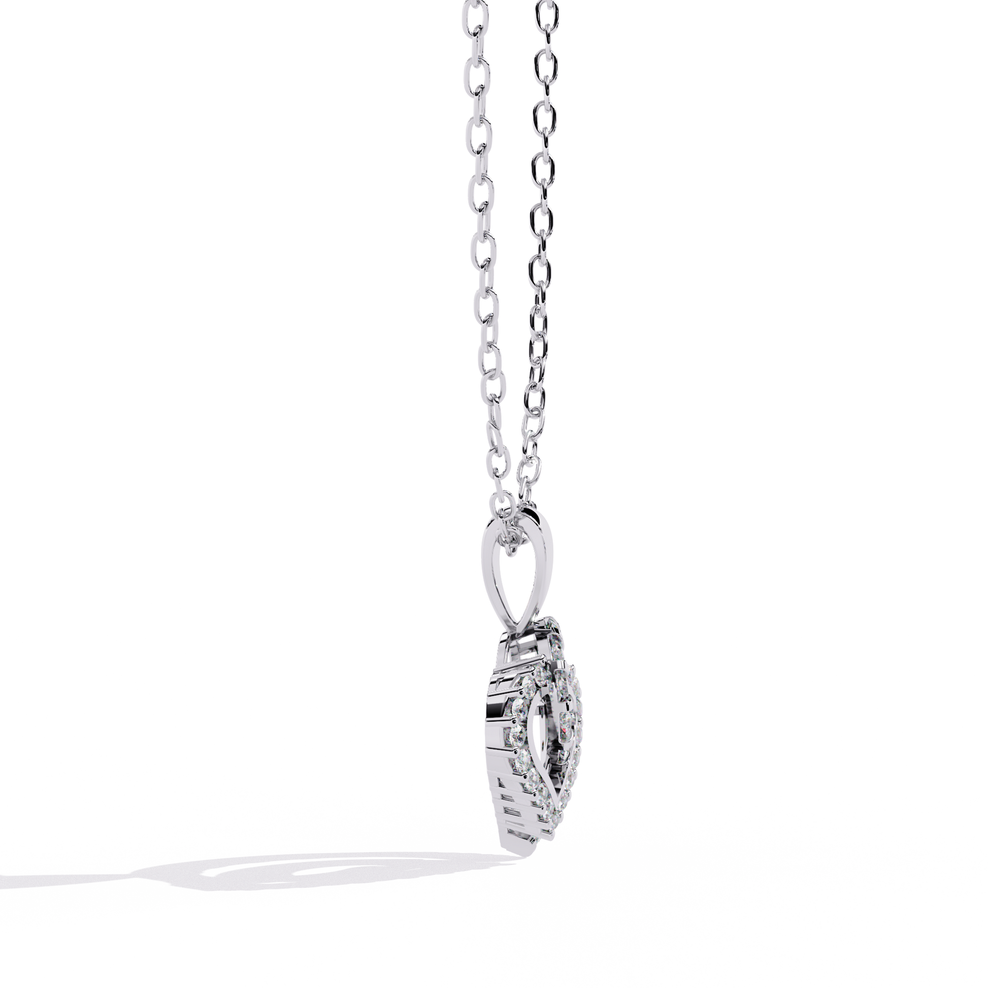 Double Heart Design Lab Grown Diamond Pendant – Round Cut Diamonds in Gold