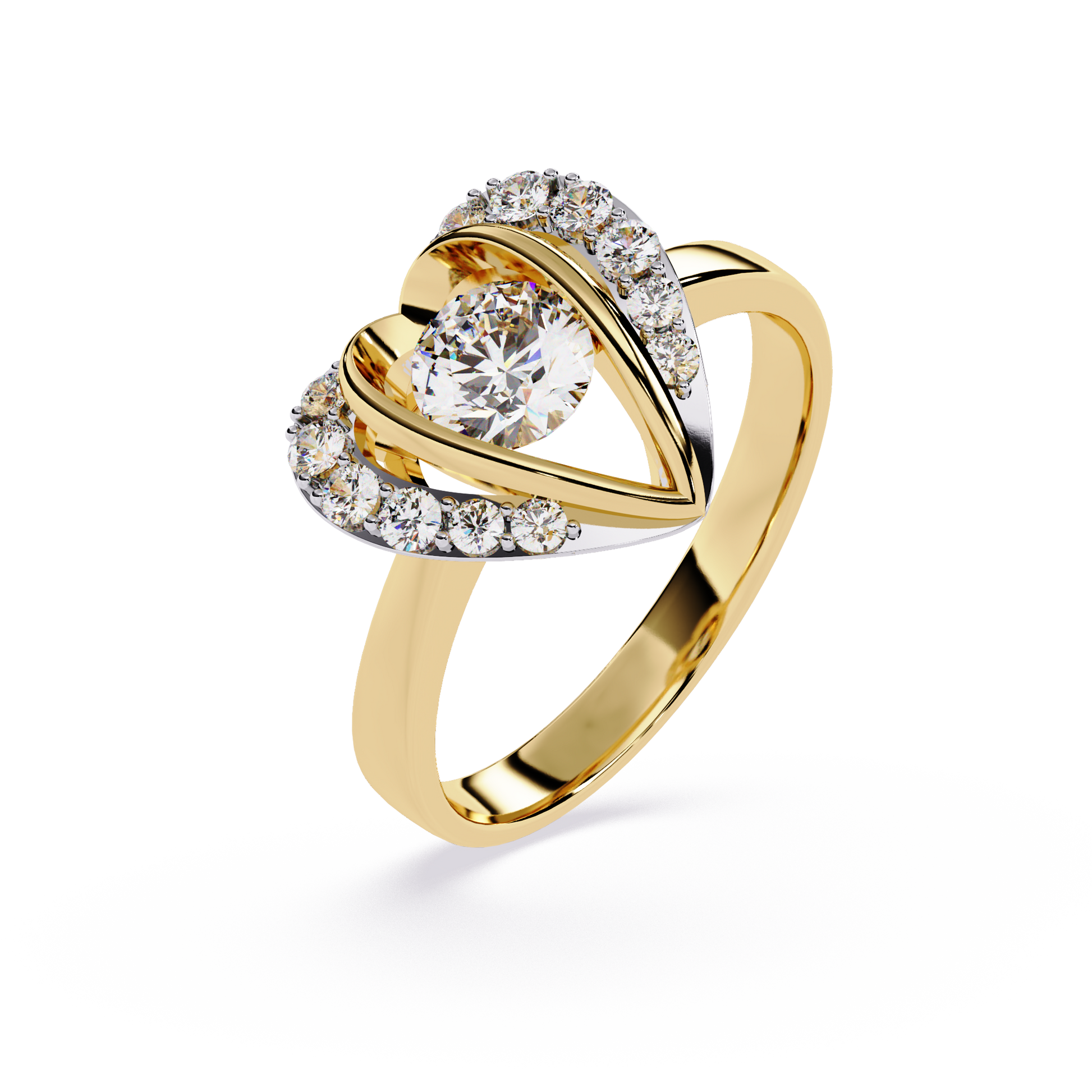 Dual tone Heart Shaped Lab-Grown Diamond Ring in 18K White Gold