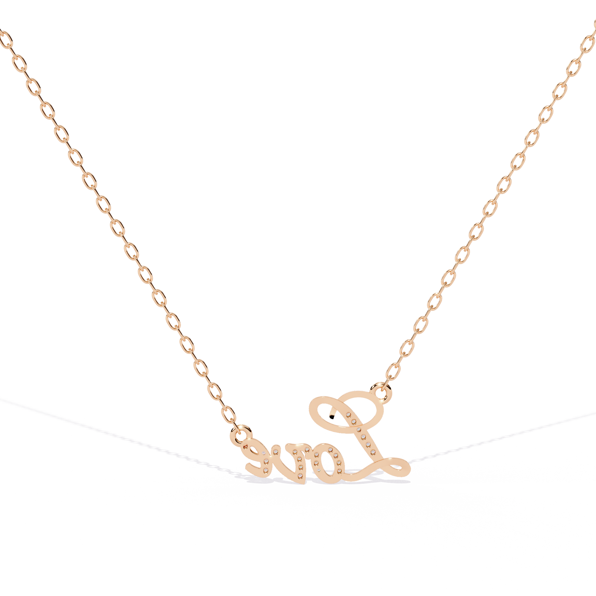 Love Script Design Lab Grown Diamond Pendant – Round Diamonds in Gold