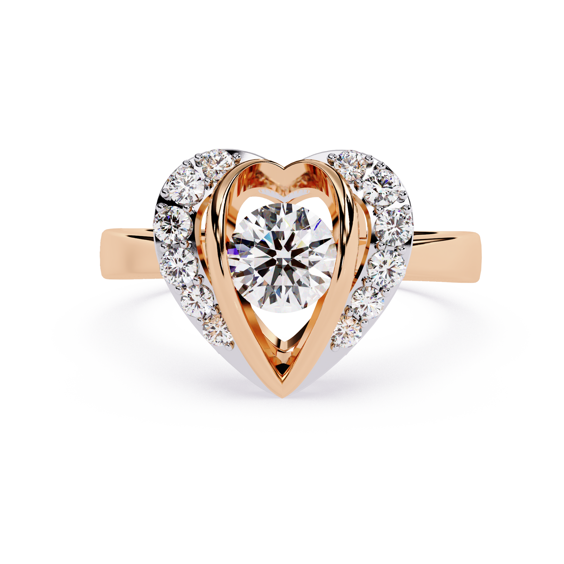 Dual tone Heart Shaped Lab-Grown Diamond Ring in 18K White Gold