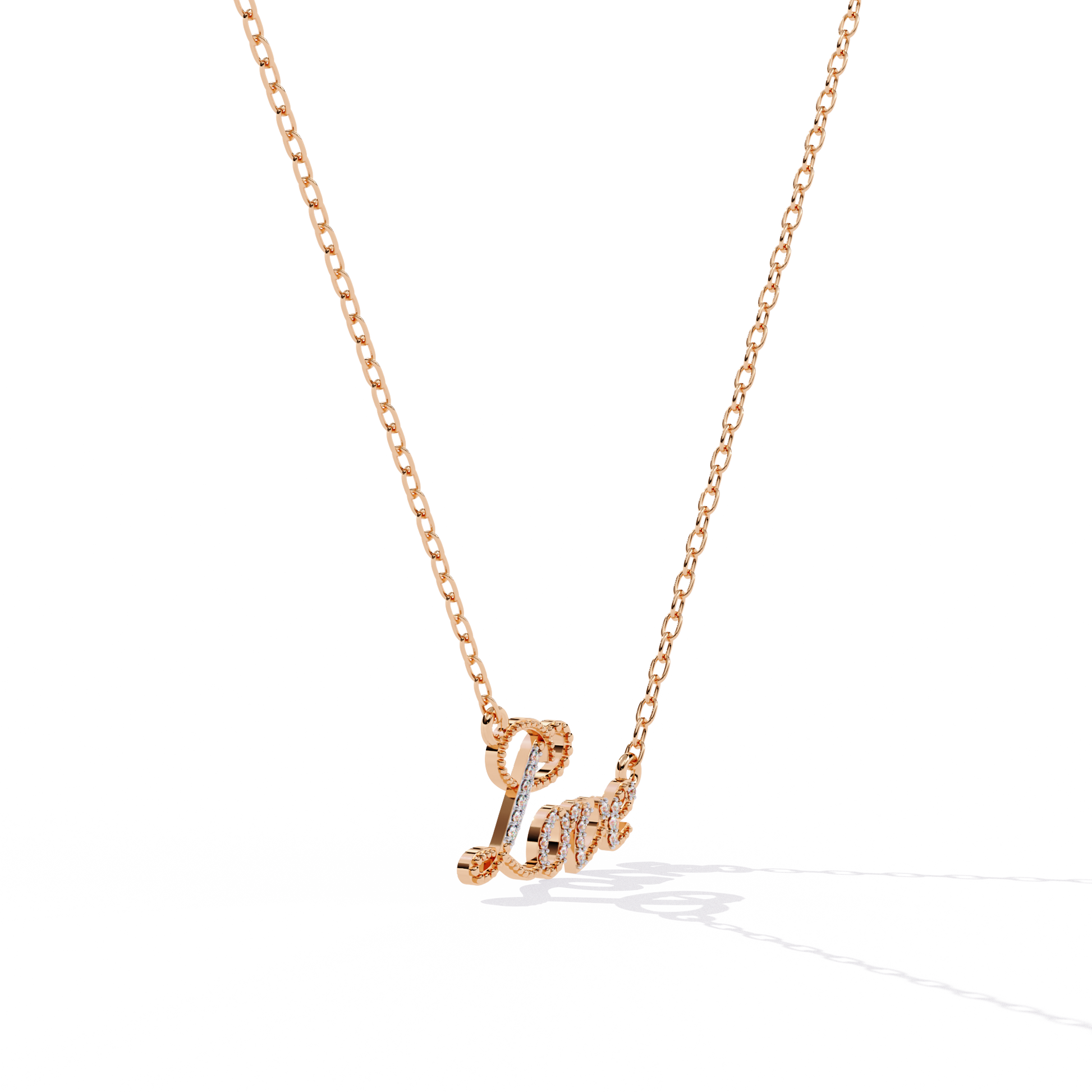 Love Script Design Lab Grown Diamond Pendant – Round Diamonds in Gold