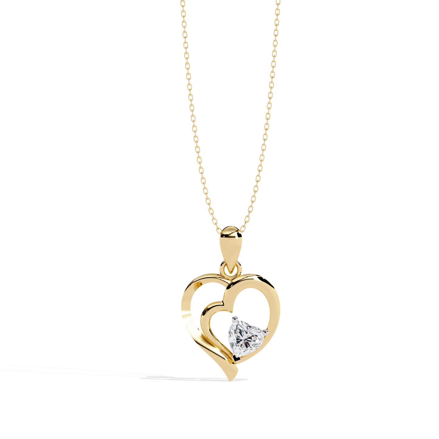 Premium Diamond Pendant – Heart Radiant Cut Diamond in Gold