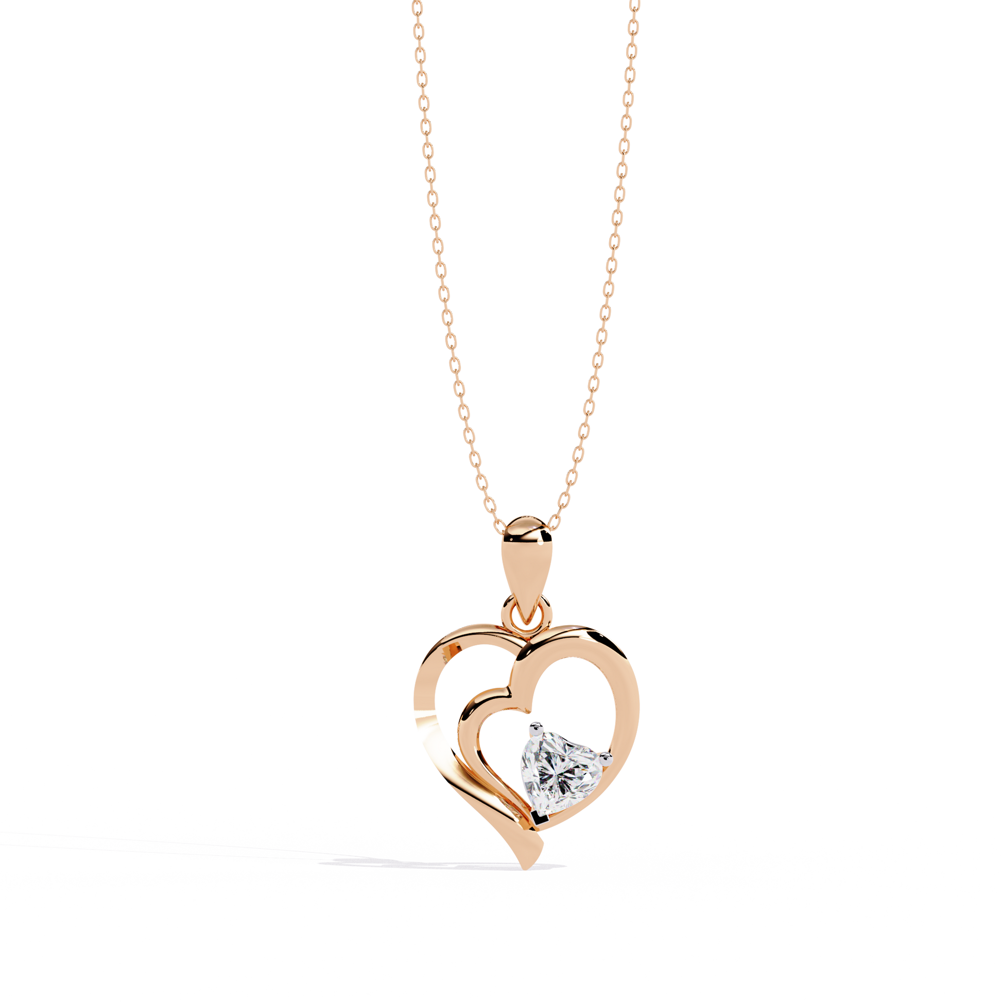 Premium Diamond Pendant – Heart Radiant Cut Diamond in Gold